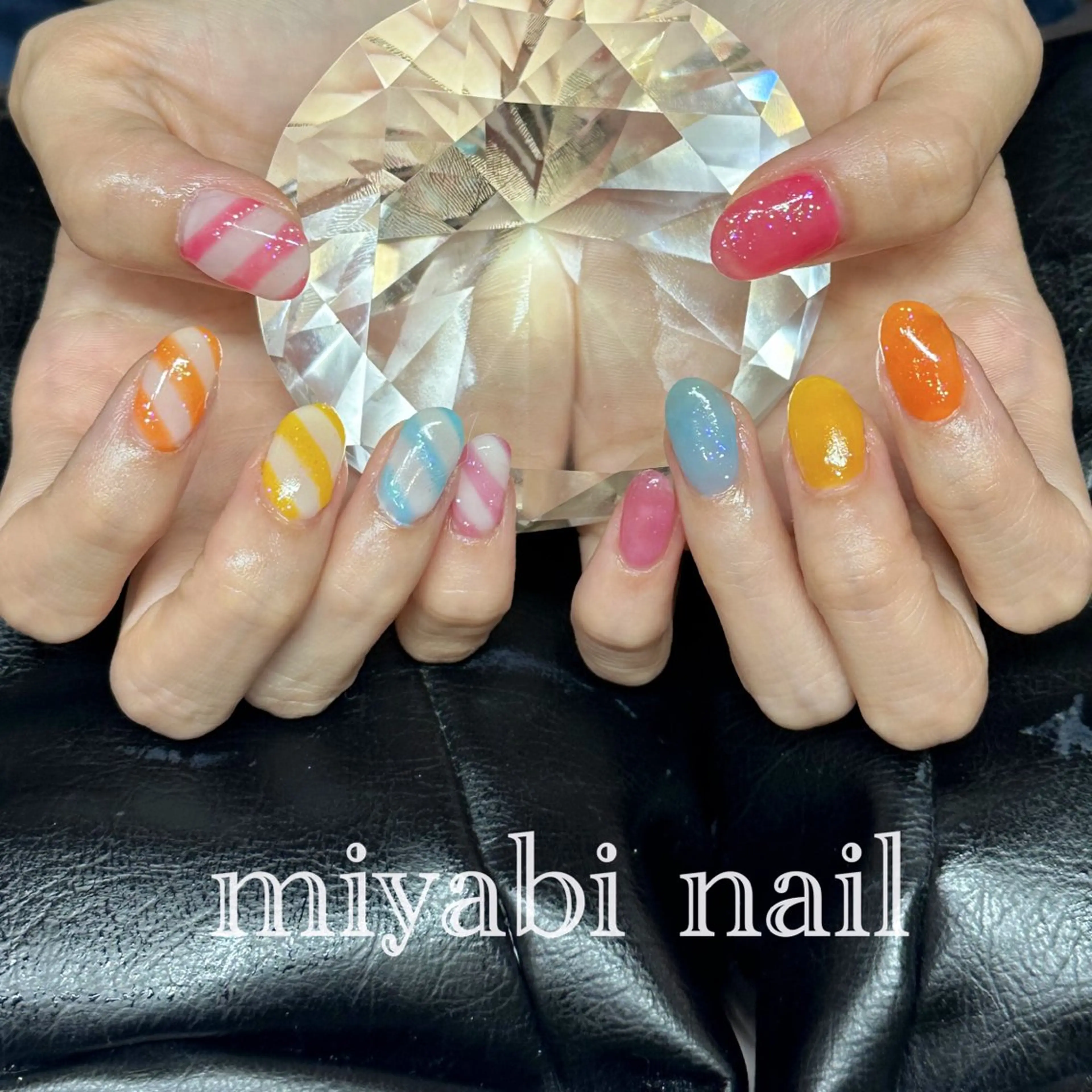 ネイル ジェルネイル 持ち込み 夏ネイル ハンドネイル miyabi nail 桂川駅近くのネイルデザイン