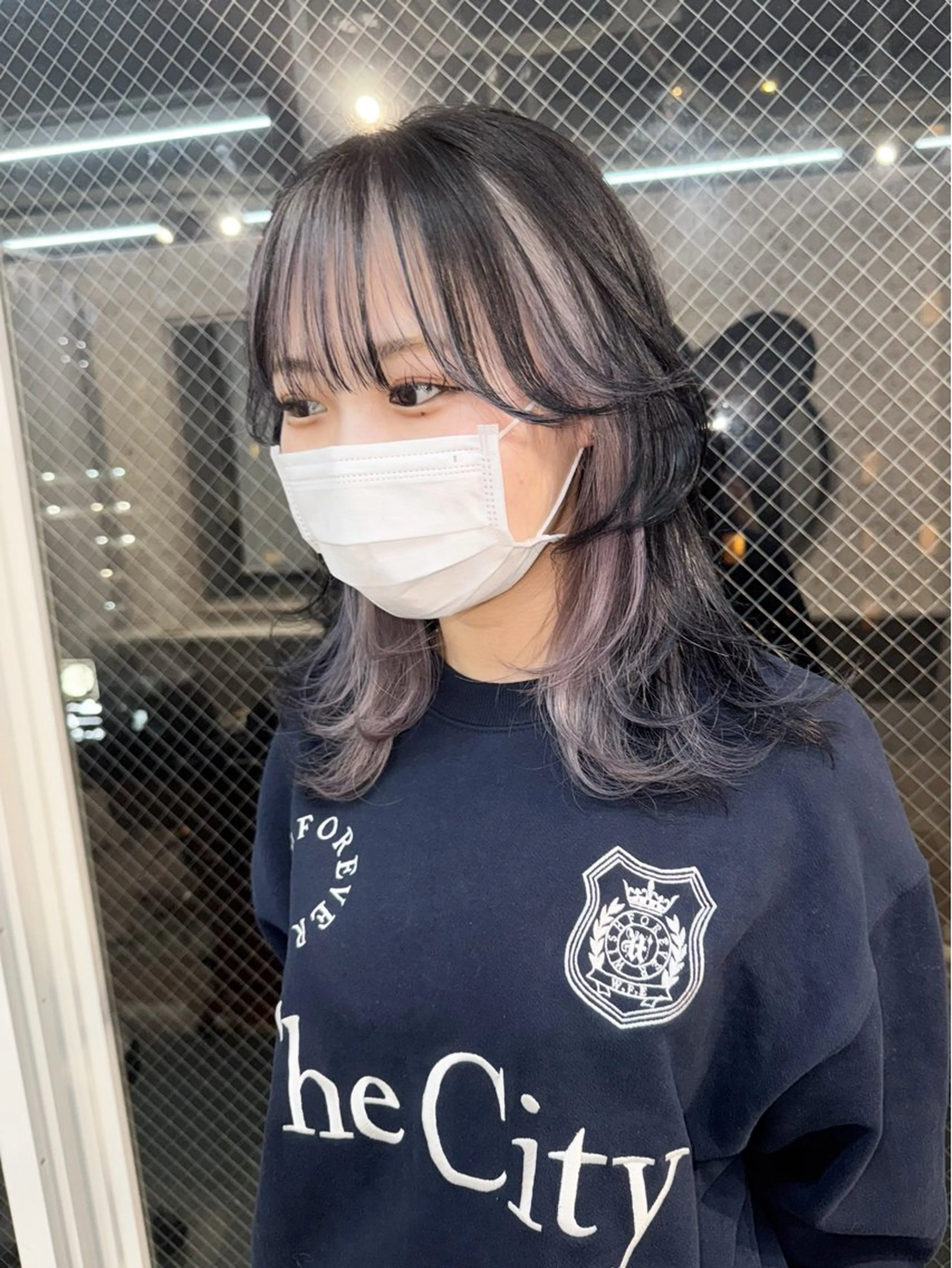 ミディアム カラー ミストバング  フェイスフレーミング インナーカラー ウルフカット ヘアカラー lani 天神大名/ブリーチのヘアスタイル