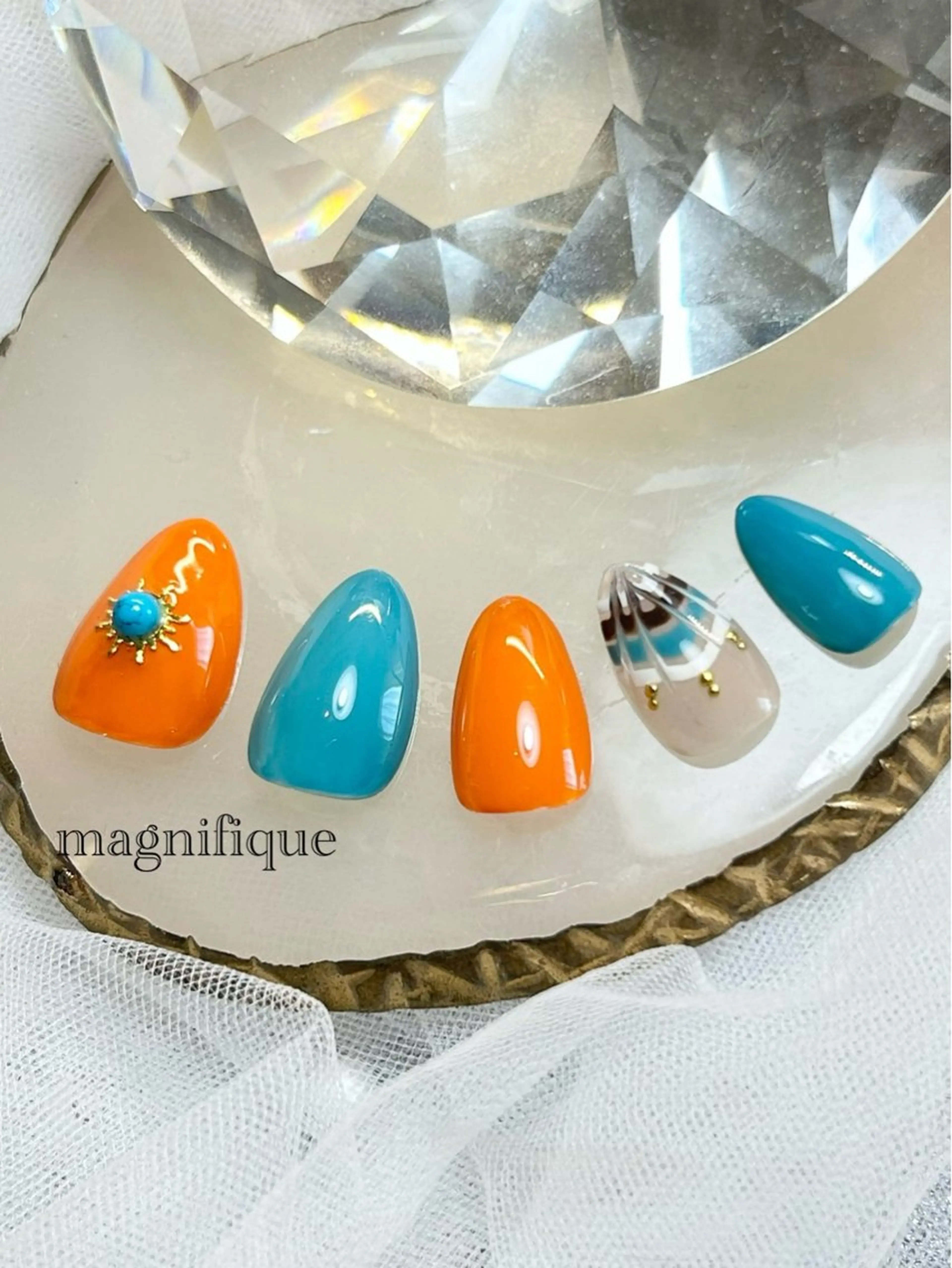 ネイル アートネイル ロングネイル ショートネイル 夏ネイル プライベートサロン マニフィークのネイルデザイン