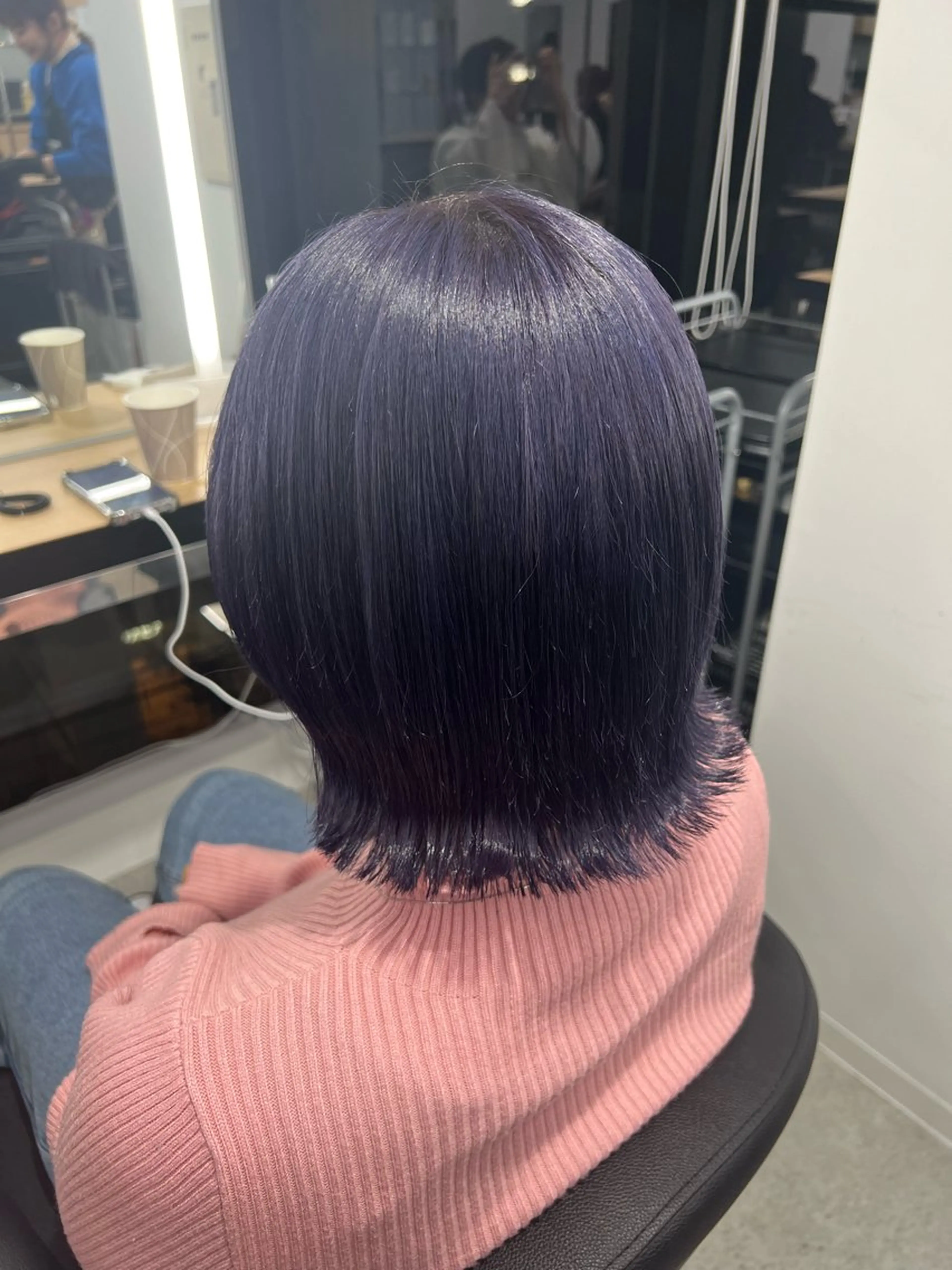 ミディアム カラー 暗髪🩶ラベンダー/ ブルー/ユウナ🤍のヘアスタイル