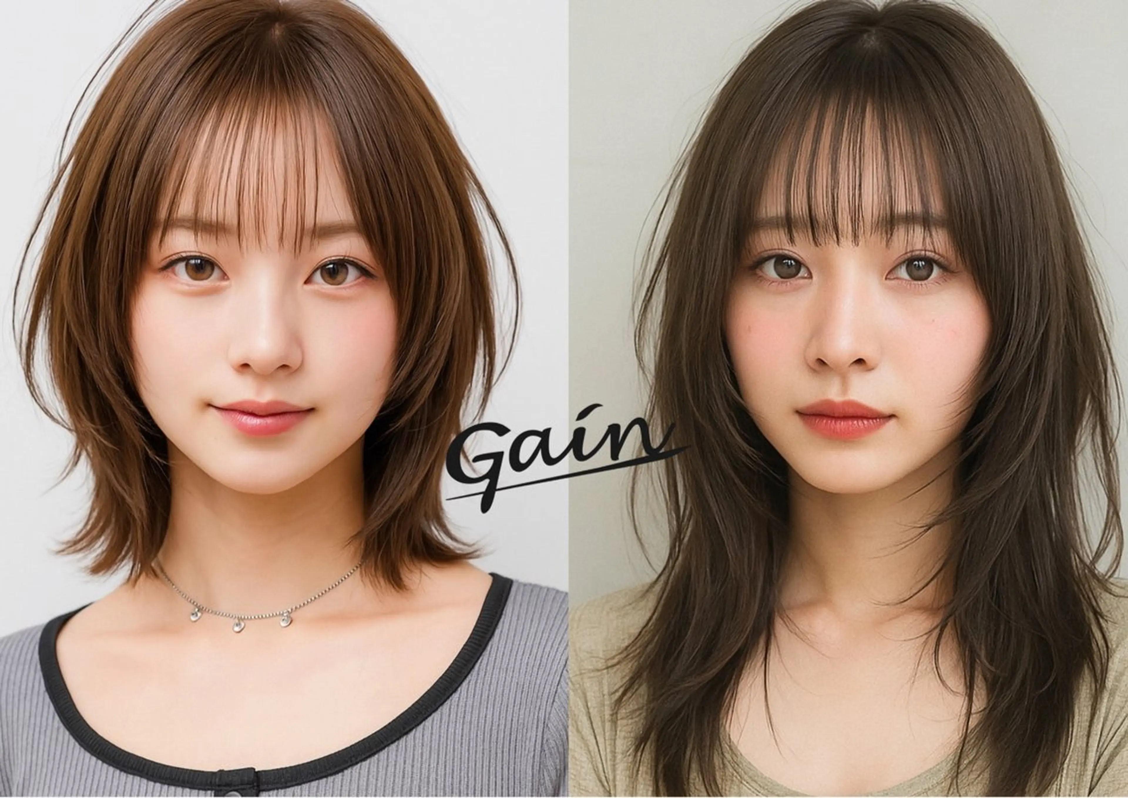 セミロング カラー パーマ 顔まわりレイヤー 韓国風ヘア レイヤーカット 似合わせカット 小顔カット カット ヘアカラー トリートメント Gain KAKKY 名古屋/池下駅3分のヘアスタイル