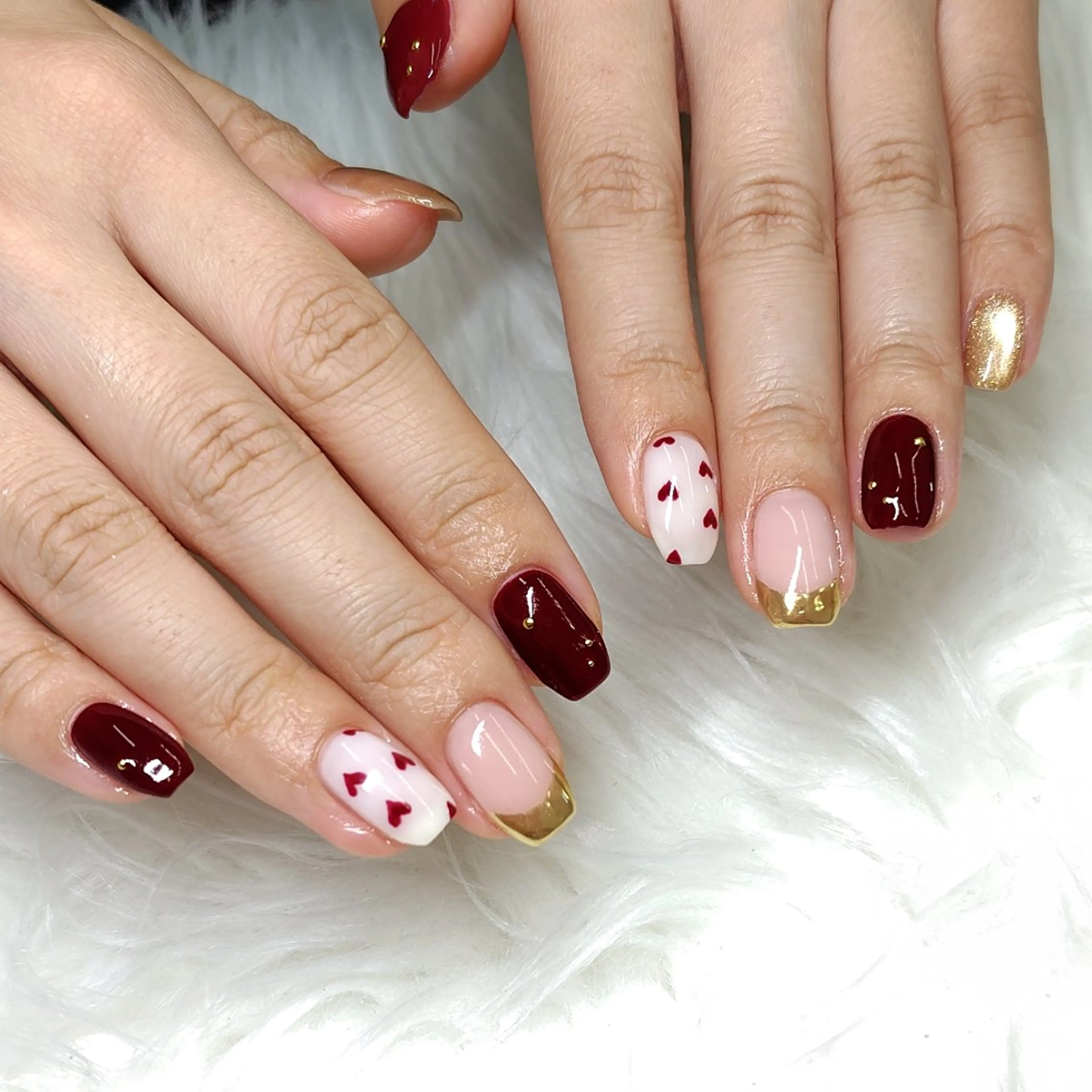 ネイル フレンチネイル ハート マグネットネイル ミラーネイル 持ち込み ハンドネイル Bianca浦和西口 ⭐mitoのネイルデザイン