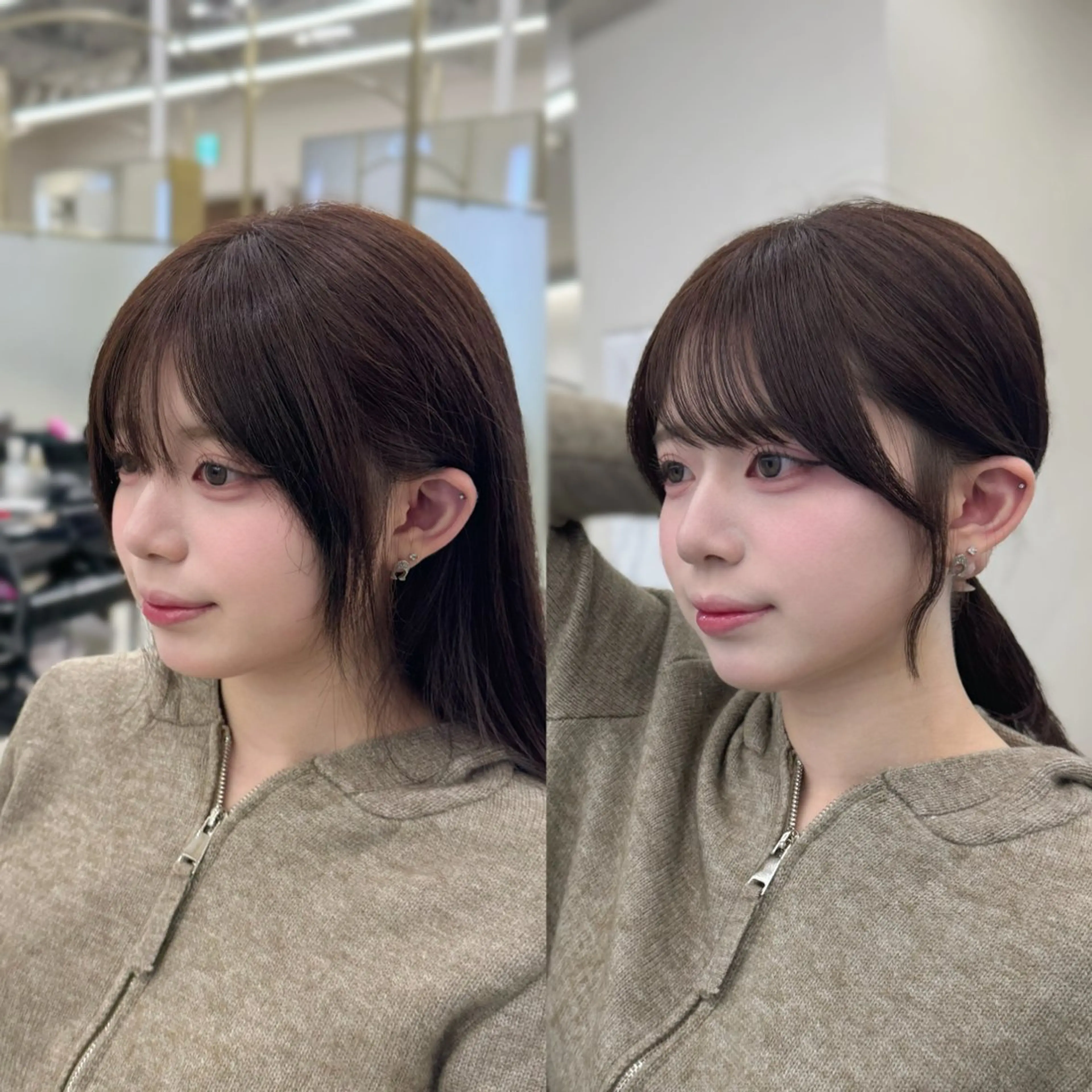 セミロング カット ヘアカラー COA GINZA 空也/前髪/顔まわりのヘアスタイル