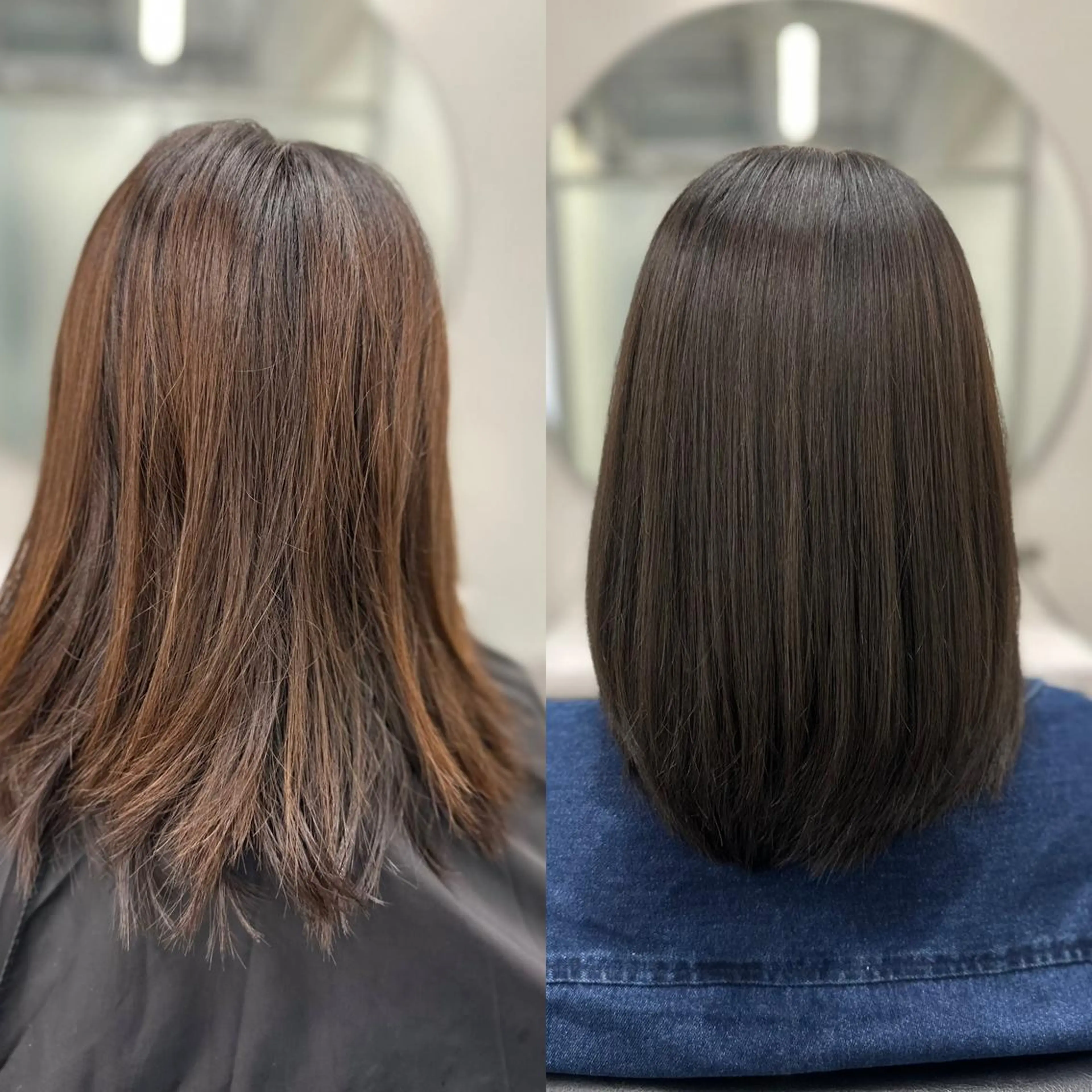 ミディアム カット ヘアカラー 縮毛矯正 トリートメント JYO 髪質改善専門家のヘアスタイル