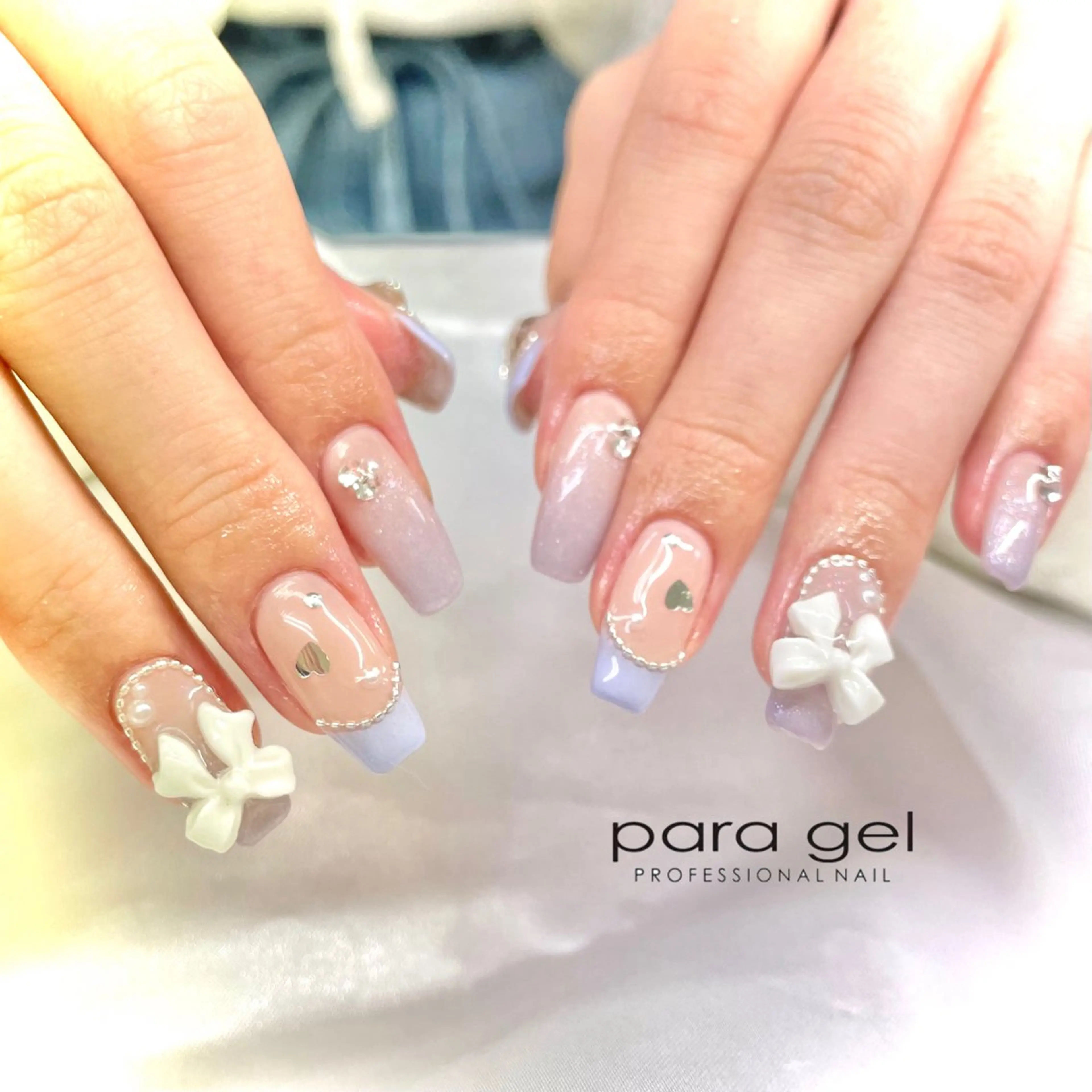 ネイル リボン ハンドネイル Bianca🎀 ONODERAのネイルデザイン