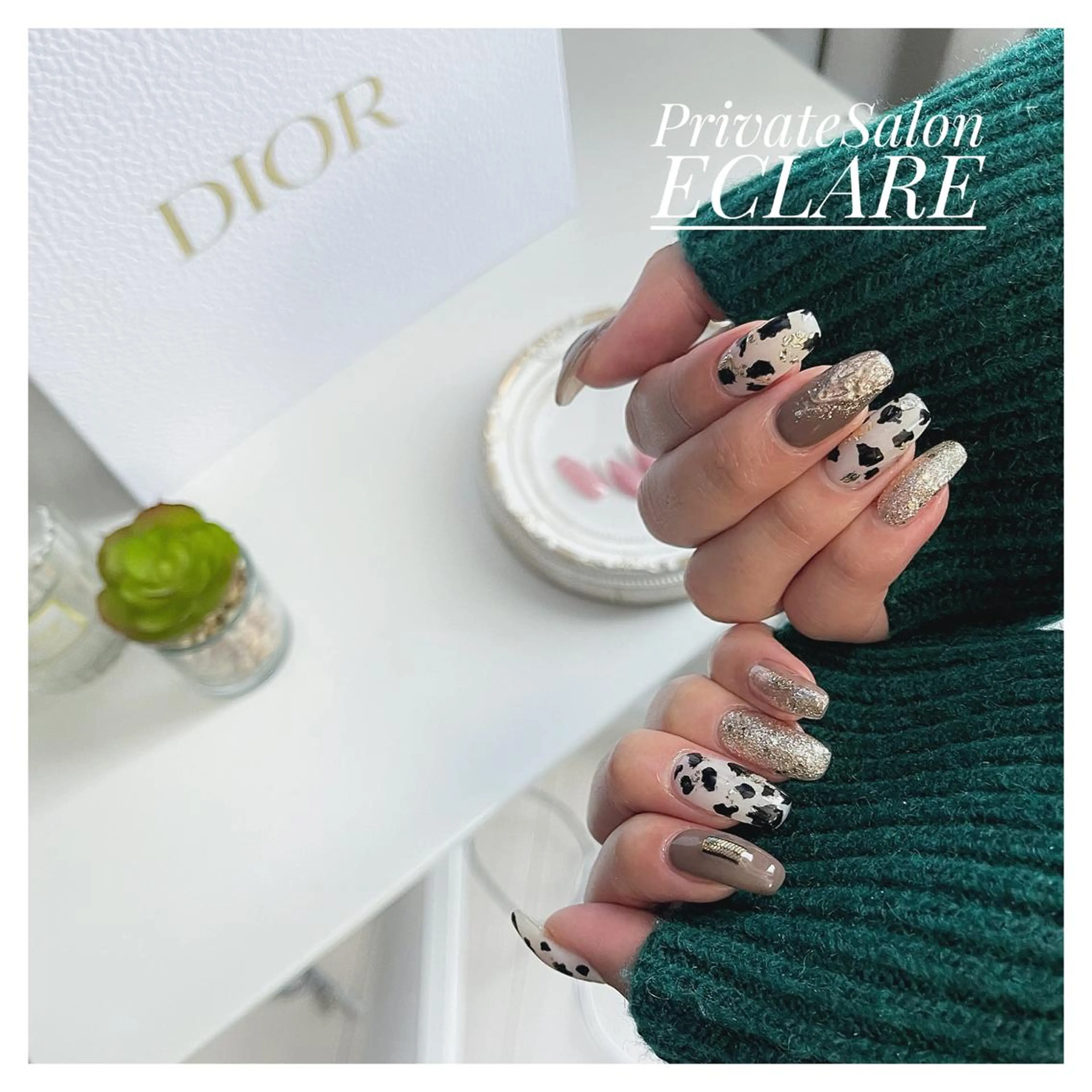 ネイル アートネイル ブラウン フットネイル フレンチネイル ジェルネイル ハンドネイル Nail Salon ECLAREのネイルデザイン