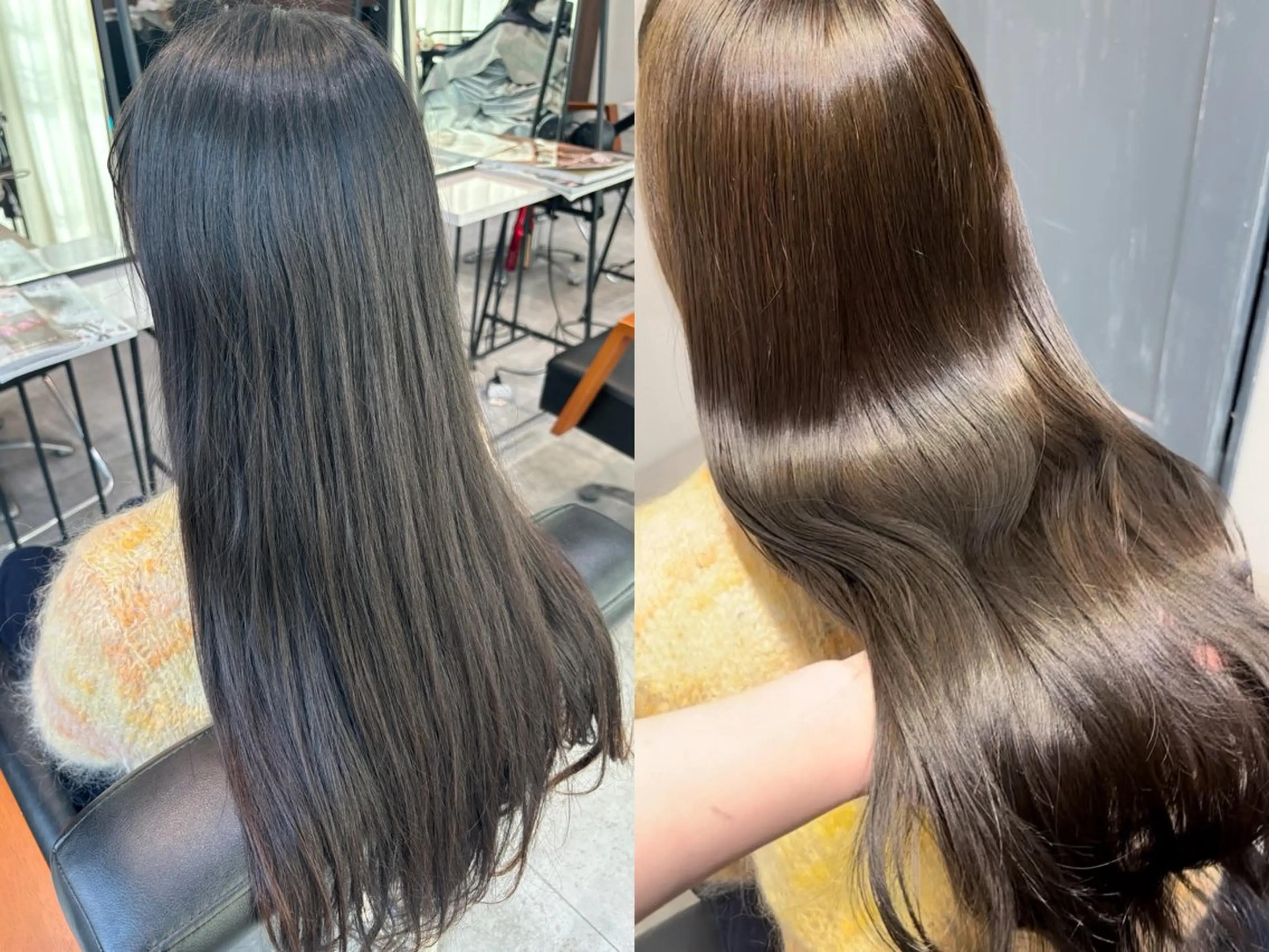 ロング カラー ベージュカラー ブリーチ ブリーチなしカラー オリーブベージュ 髪質改善 ‎Lby home 🪽mikuのヘアスタイル