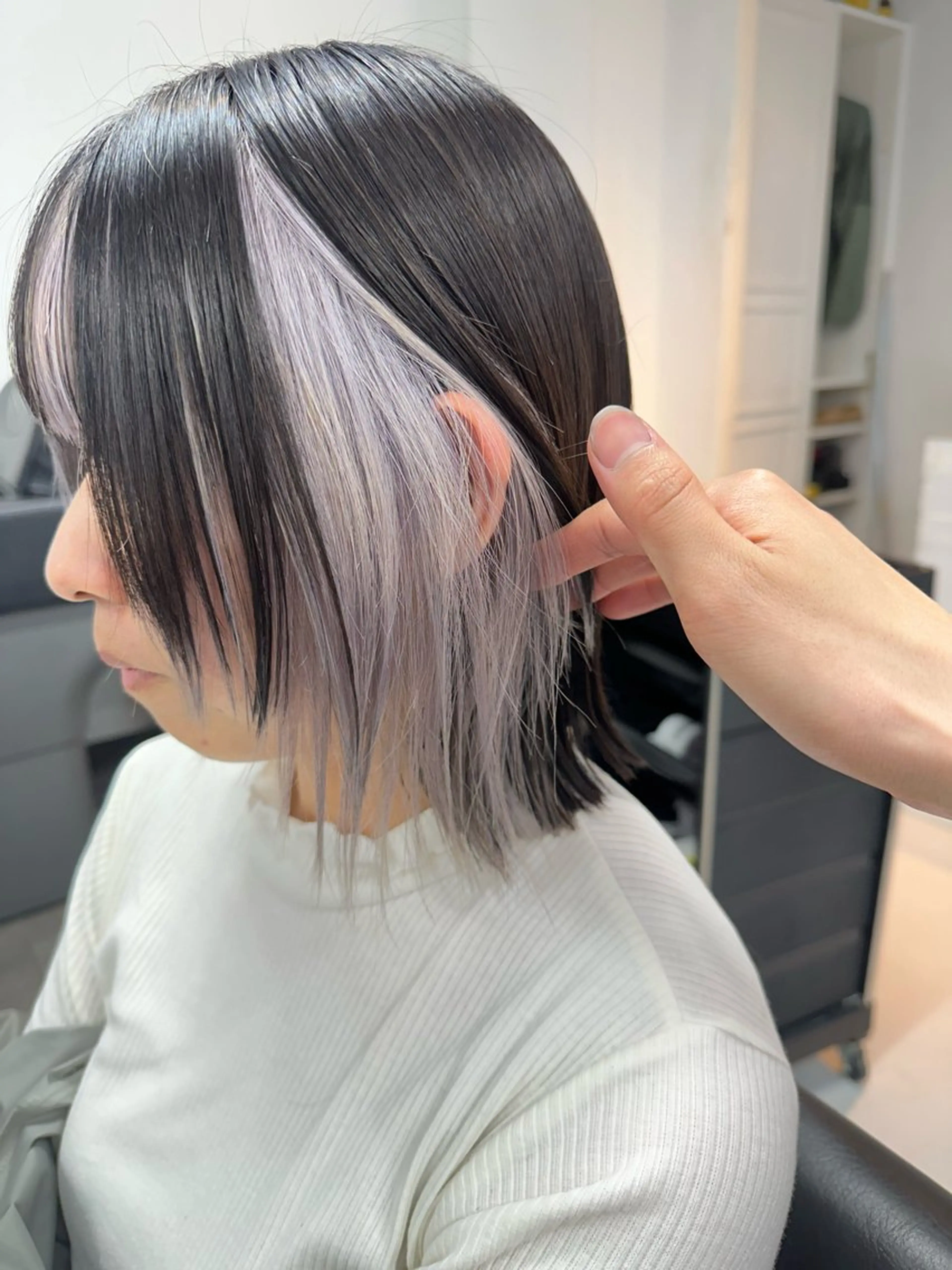 ミディアム カラー ブリーチ ケアブリーチ インナーカラー 顔まわりレイヤー レイヤーカット カット ヘアカラー トリートメント インナーカラー/レイ ヤーカット♡/マキシのヘアスタイル