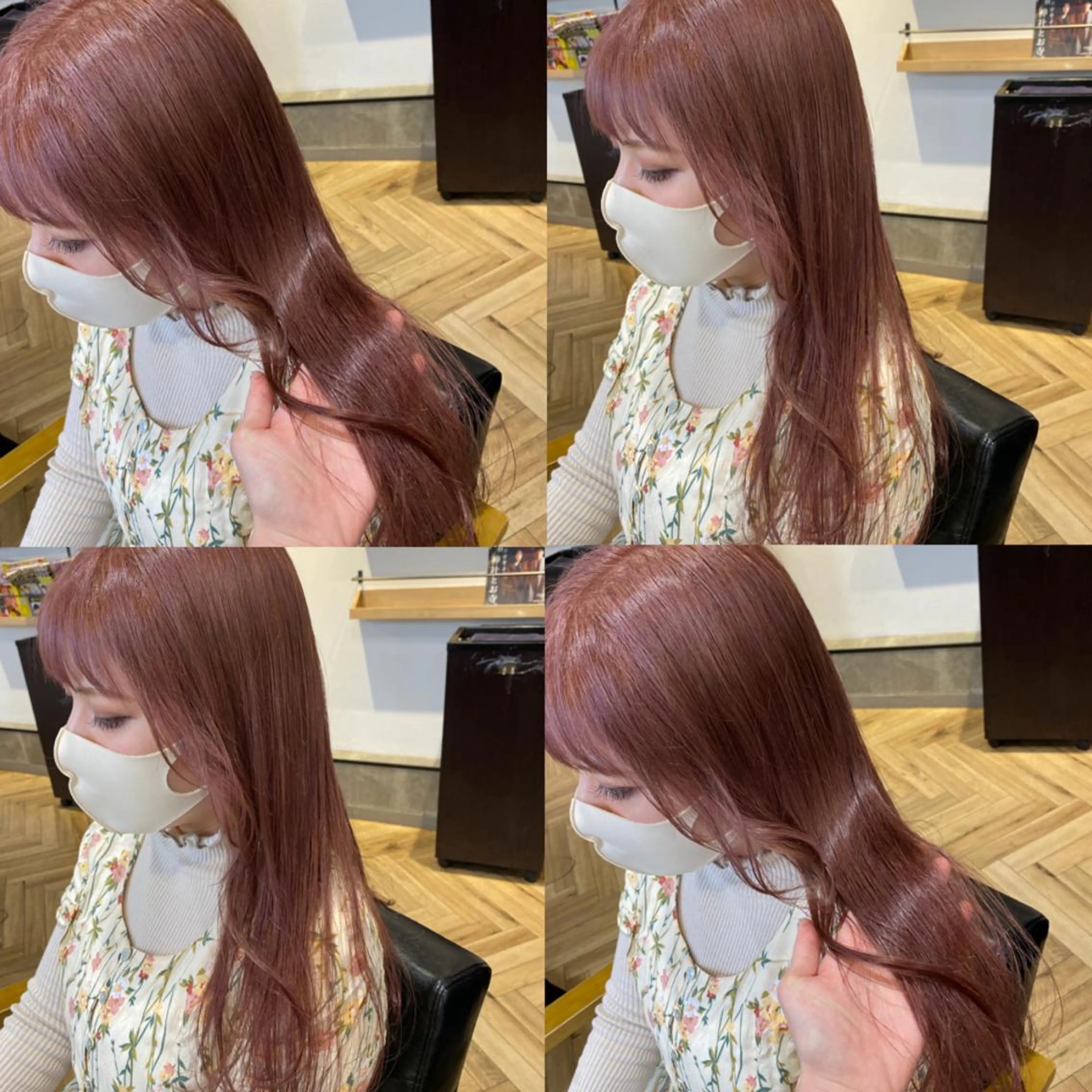 ロング カラー ベージュカラー ブリーチ ピンクカラー ピンクベージュ 艶カラー/韓国顔周り 🎀mamiのヘアスタイル