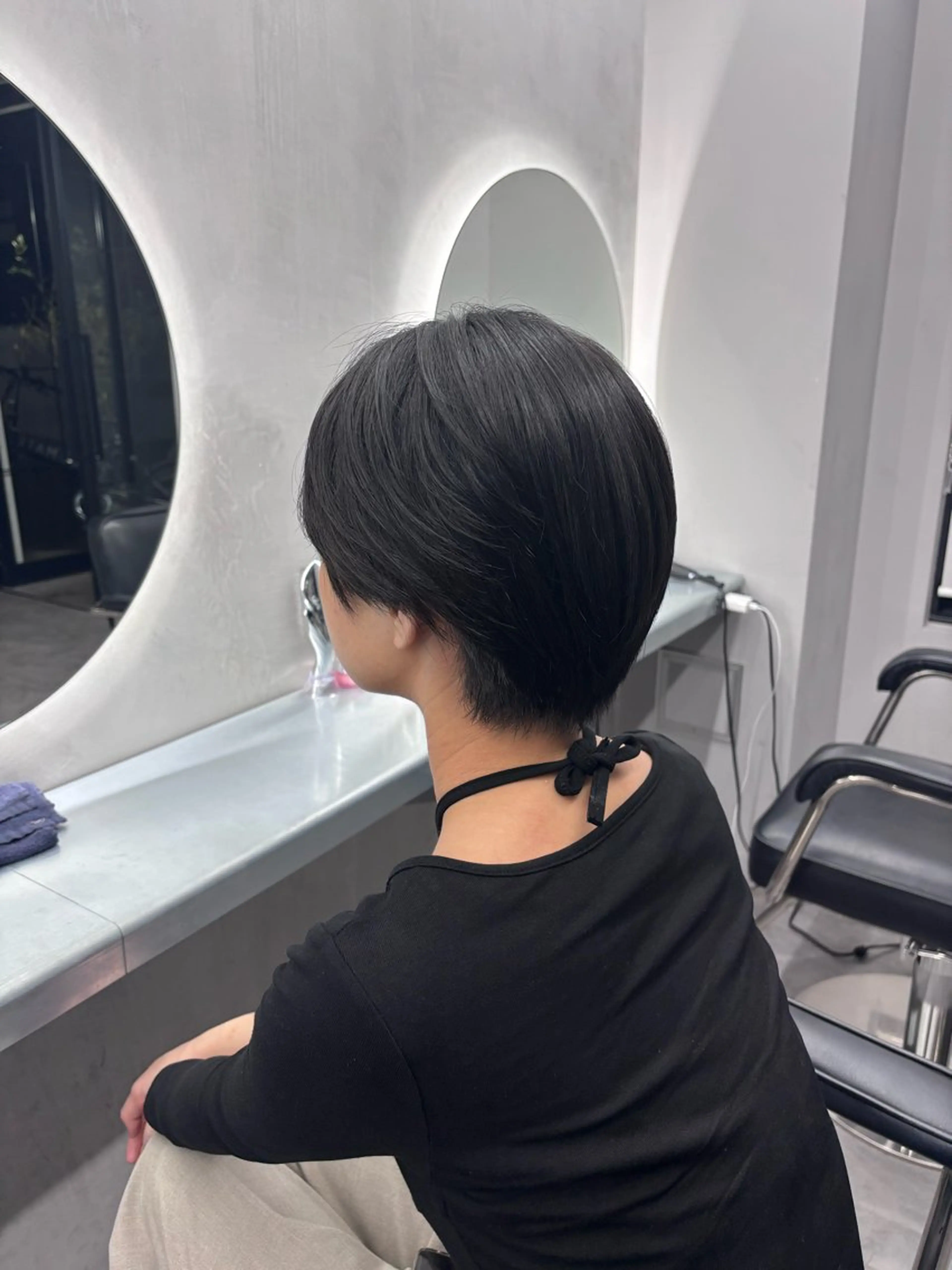 ショート カラー 黒髪 透明感カラー ヘアカラー トリートメント ヘッドスパ 透明感/グレージュ/ ベージュ/るな🪽のヘアスタイル