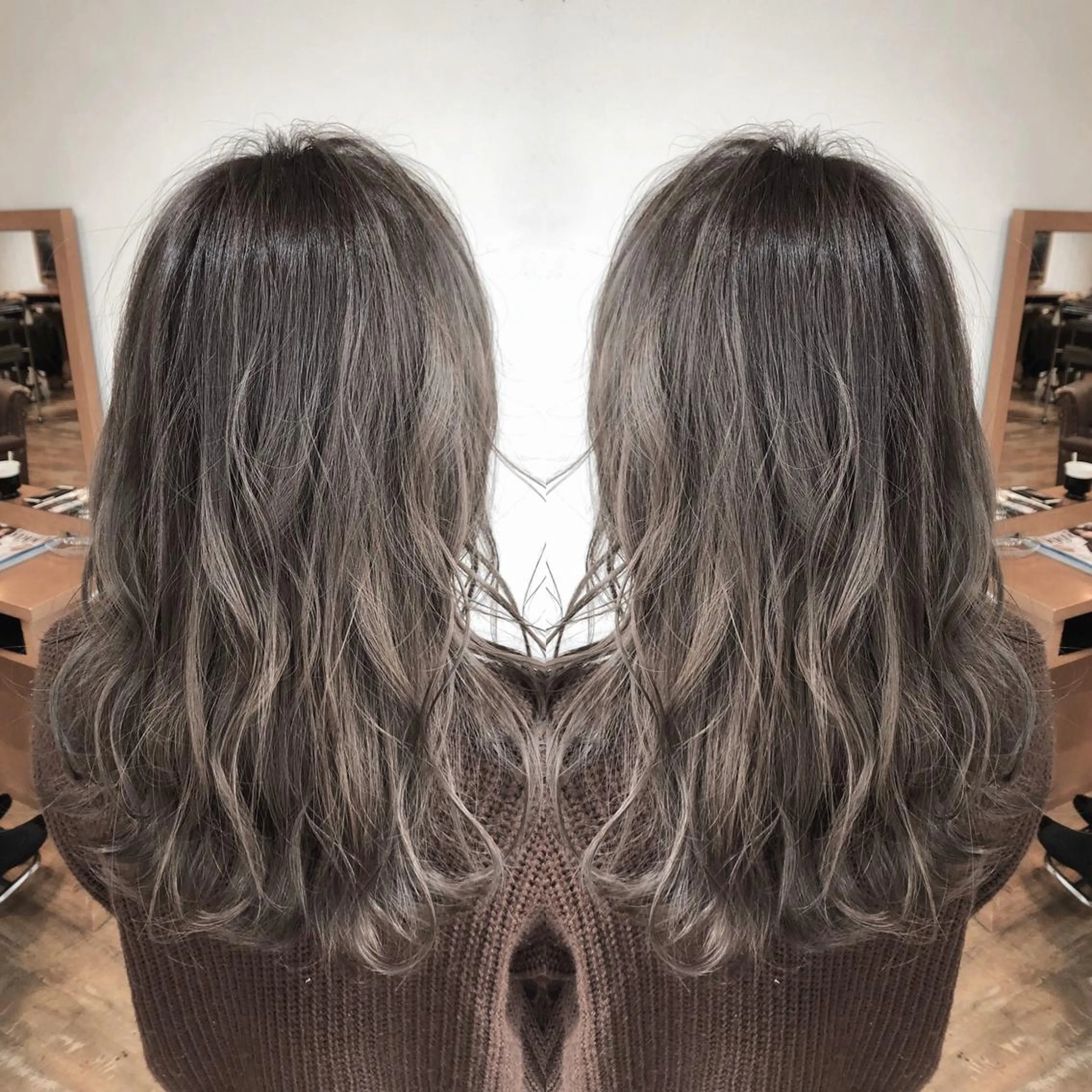 セミロング カラー アッシュ 透明感カラー カット ヘアカラー トリートメント ヘッドスパ 木下大地 HAIR  Oneのヘアスタイル