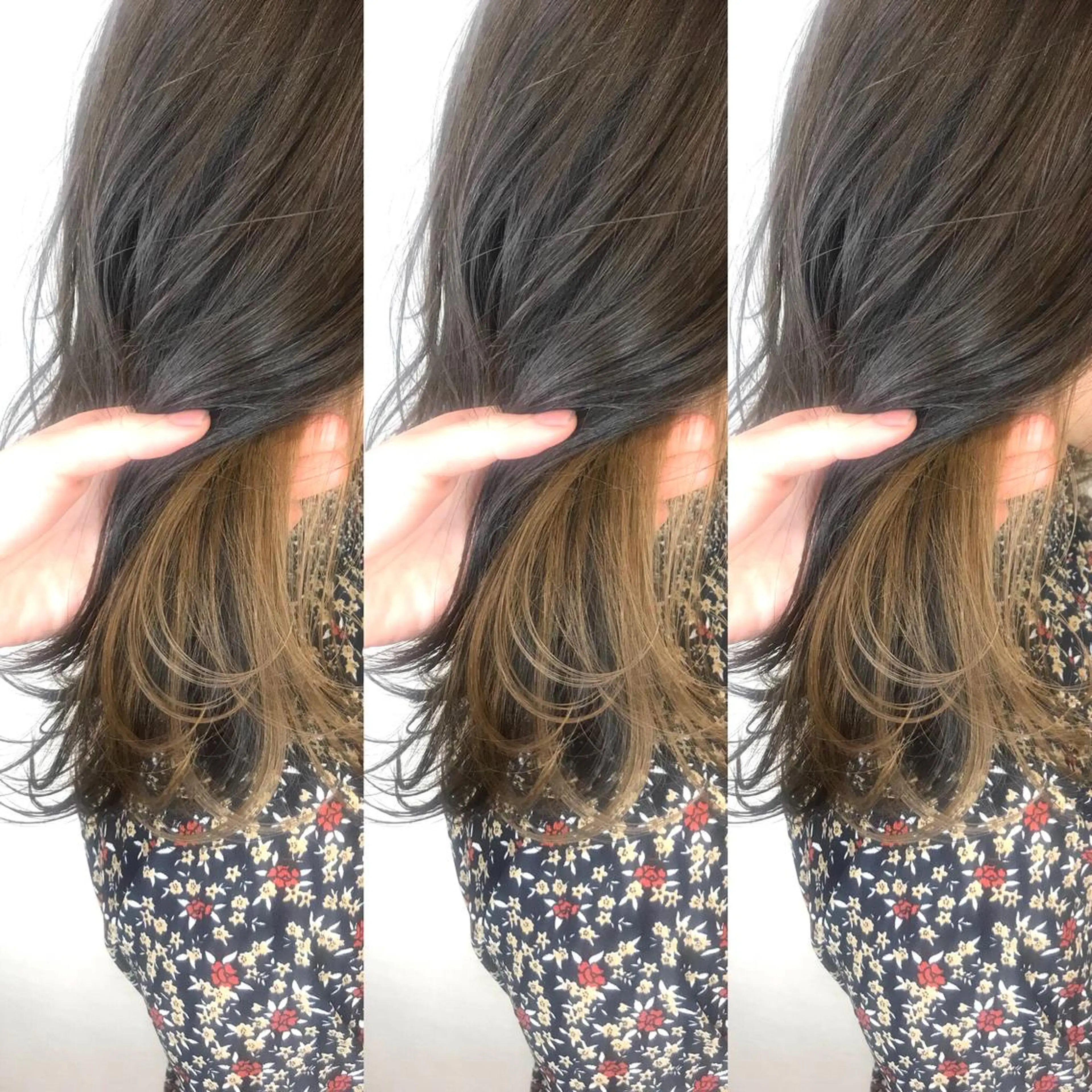 セミロング カラー インナーカラー 韓国レイヤーカット/ ダブルカラーのヘアスタイル