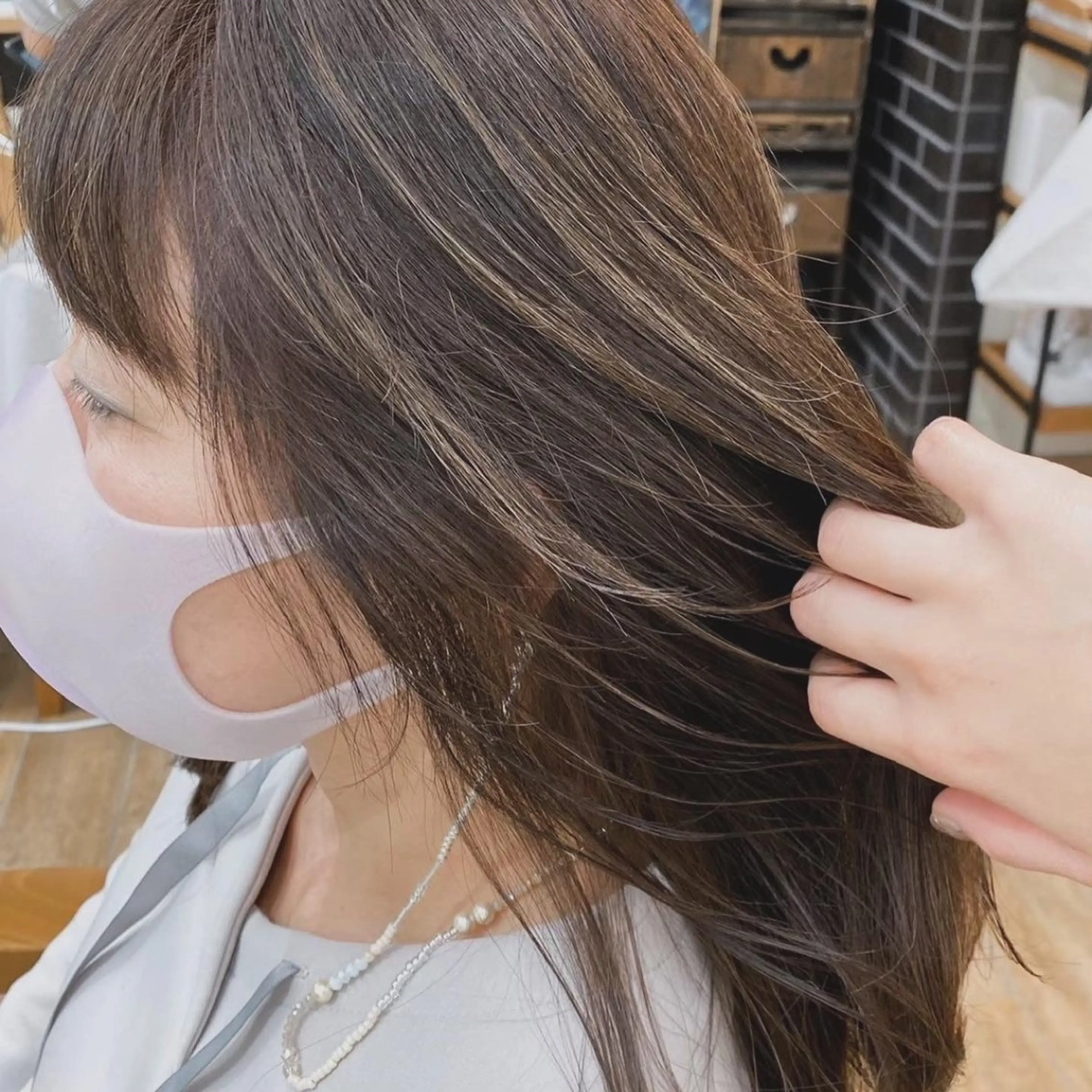 セミロング ハイライト カット ヘアカラー パーマ/ハイライト 💙鶴岡　愛💙のヘアスタイル