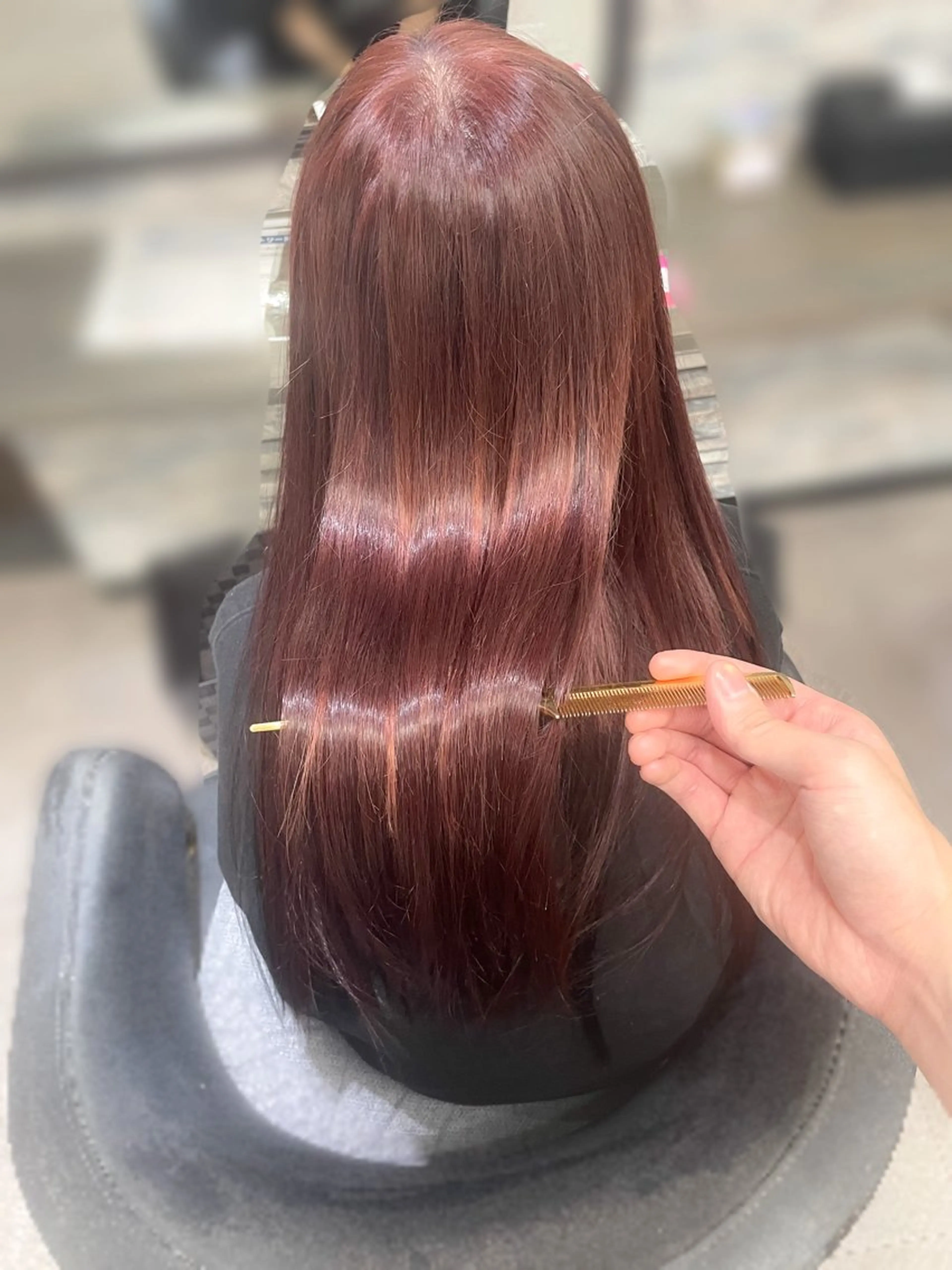 ロング カラー ブラウンカラー レッドカラー レッドブラウン エクステ 髪質改善 カット ヘアカラー トリートメント エクステ ハイトーンエクステ 🎩カズキ🎩のヘアスタイル