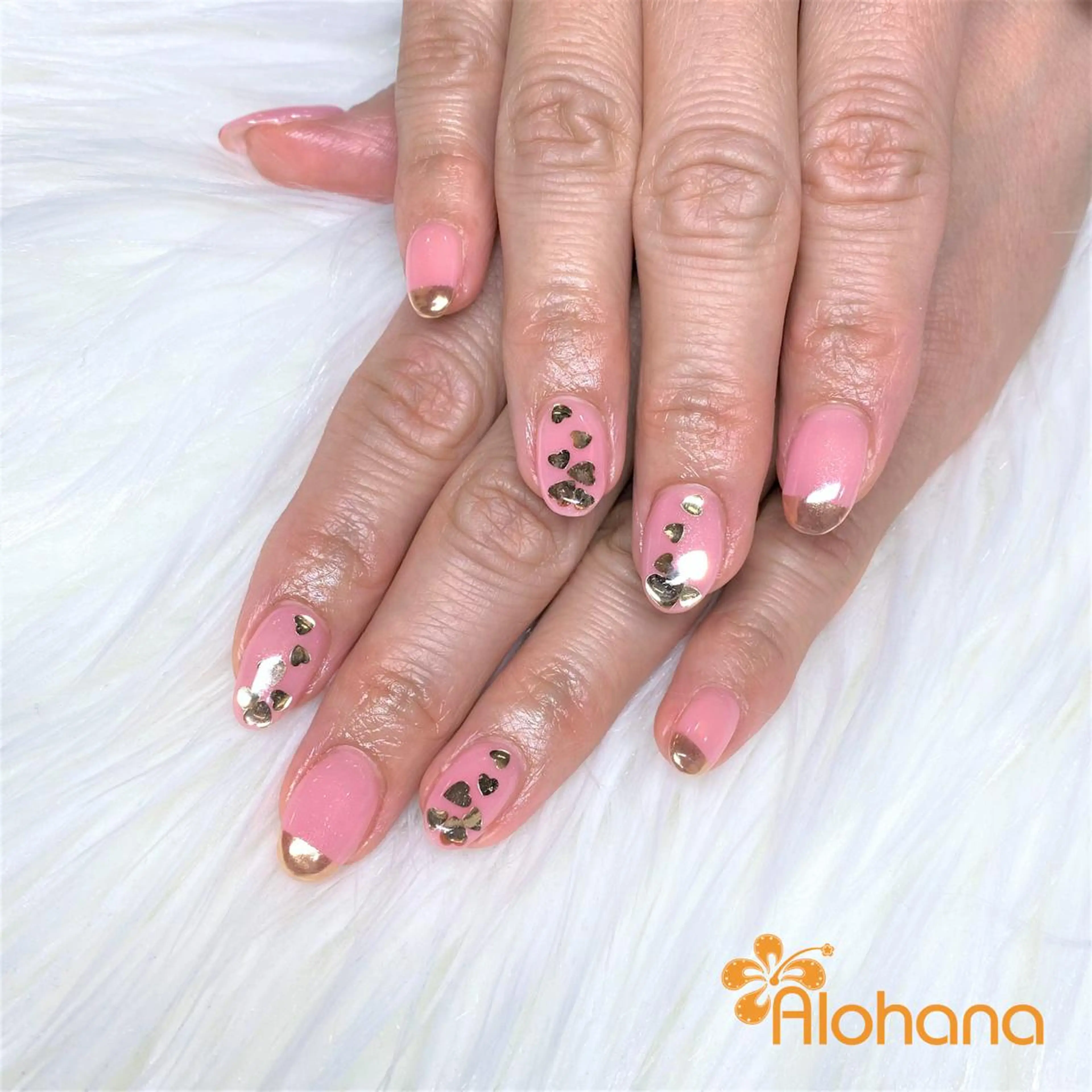 ネイル ハート ハンドネイル Alohana所属・Alohana Minaのネイルデザイン