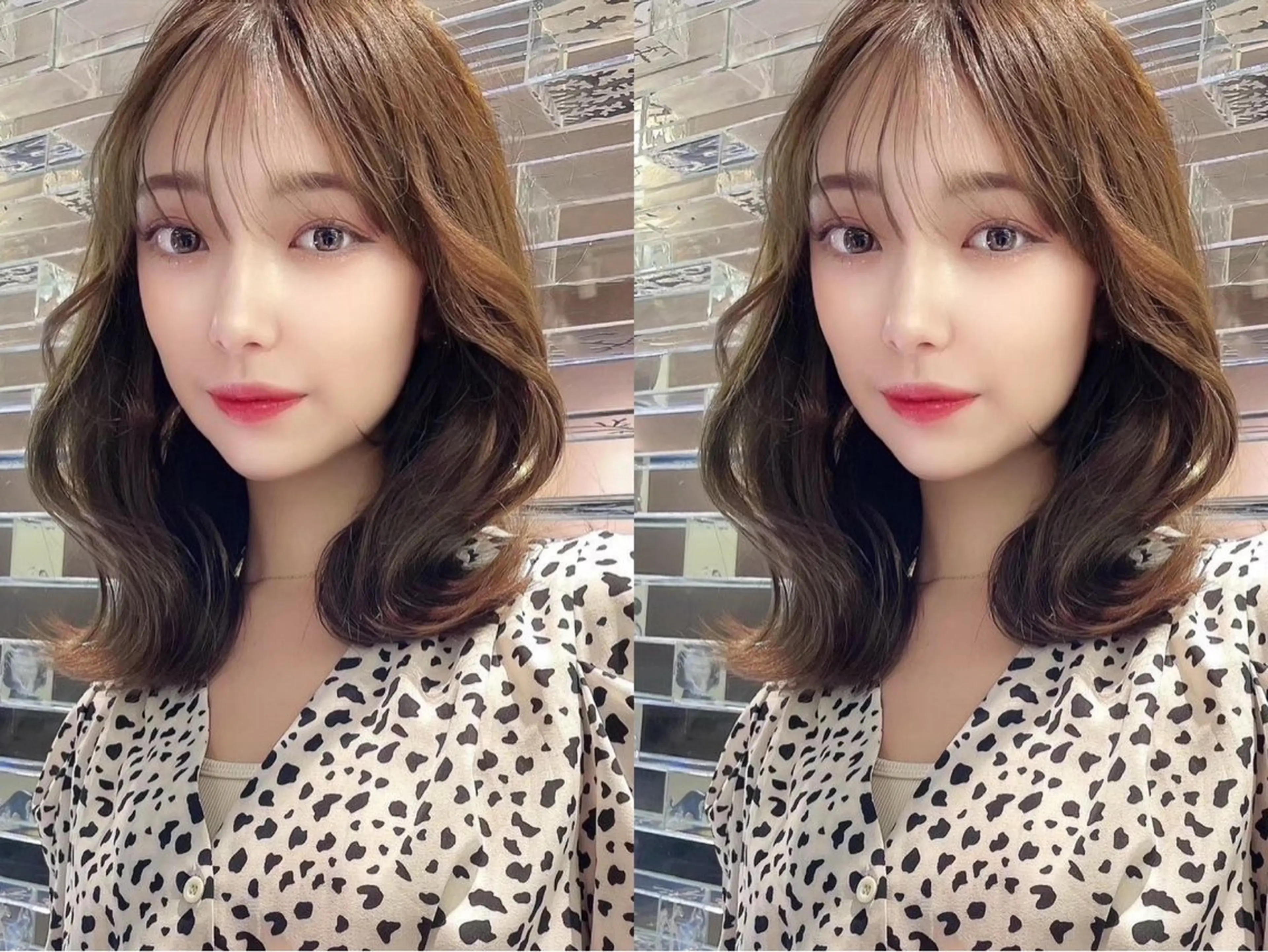 ミディアム カラー レイヤー\髪質改善 /透け感カラー/艶髪のヘアスタイル