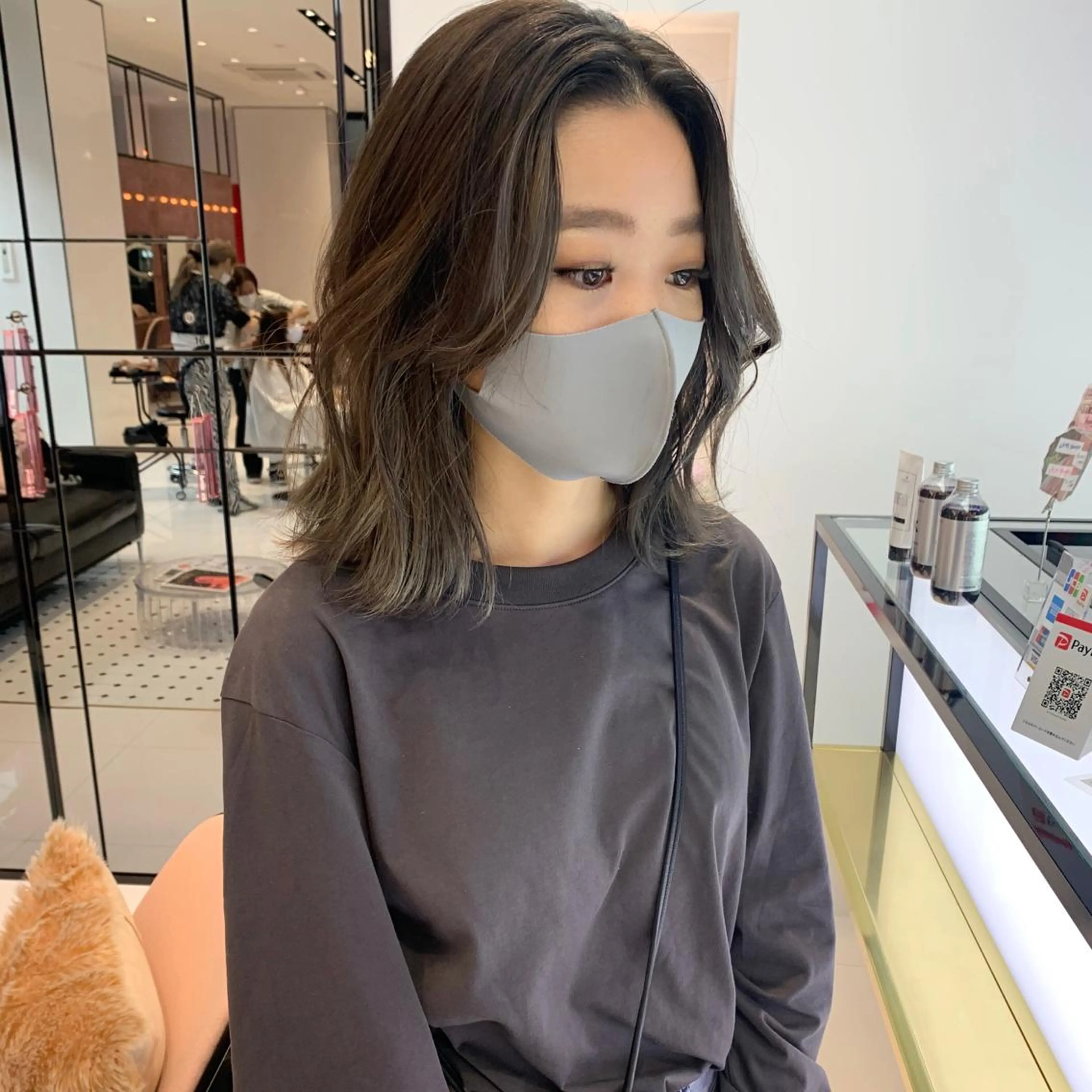 ミディアム カラー アッシュ グラデーションカラー ハイライトカラー ハイライト ハッシュカット/ハイ トーン/MANAMIのヘアスタイル