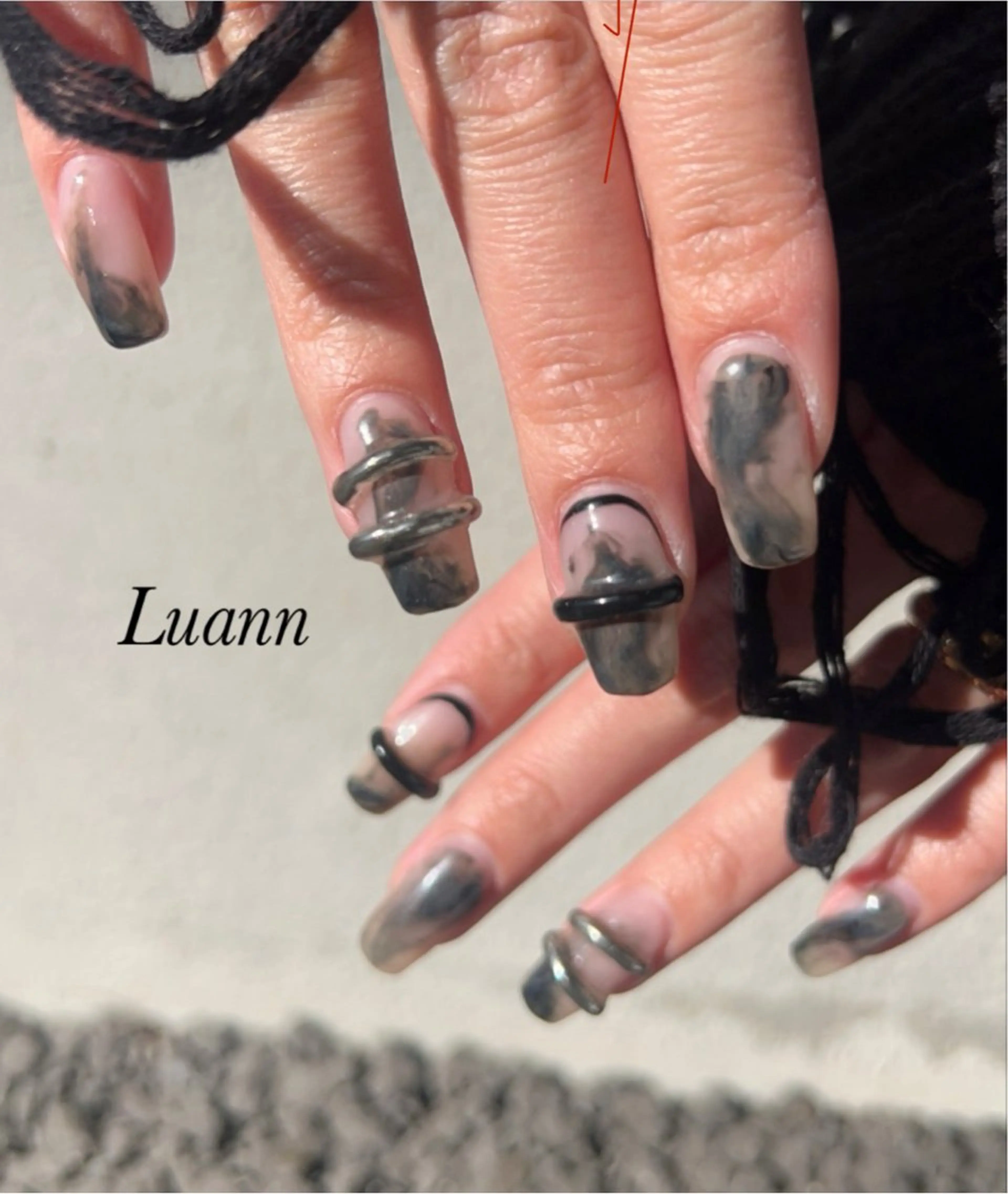 ネイル チークネイル 韓国ネイル 持ち込み ピンク シルバー ハンドネイル Luann nail所属・Luann nail Sakiのネイルデザイン