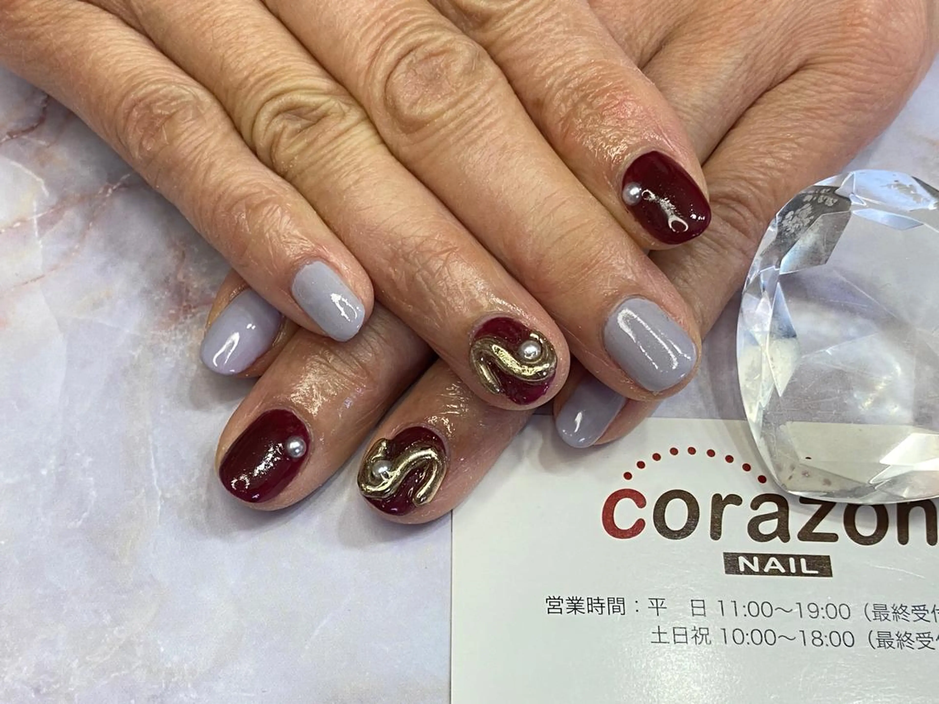 ネイル ボルドー ジェルネイル corazon所属・ネイリスト aicoのネイルデザイン