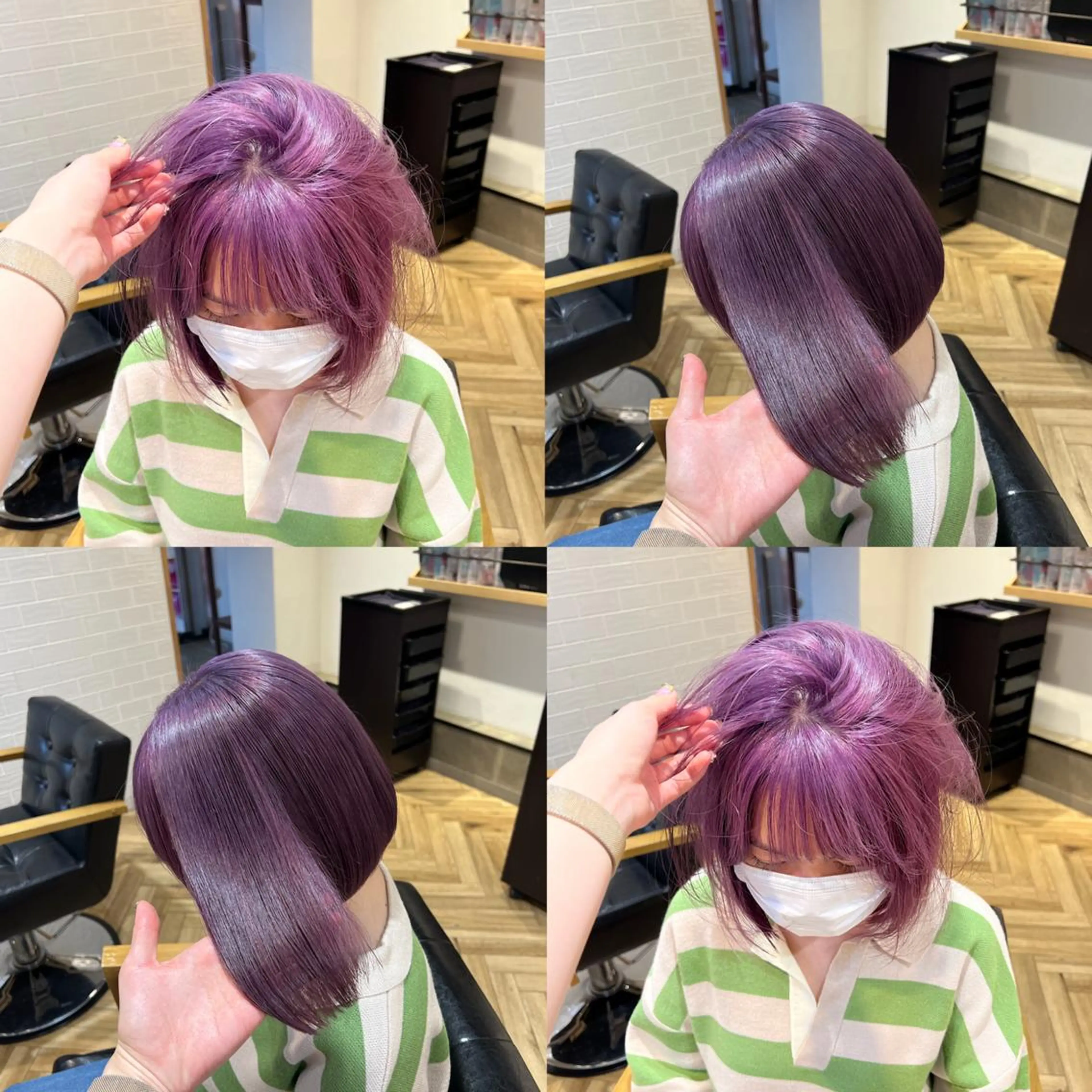 ショート カラー ラベンダーカラー ピンクカラー ピンクラベンダー 艶カラー/韓国顔周り 🎀mamiのヘアスタイル