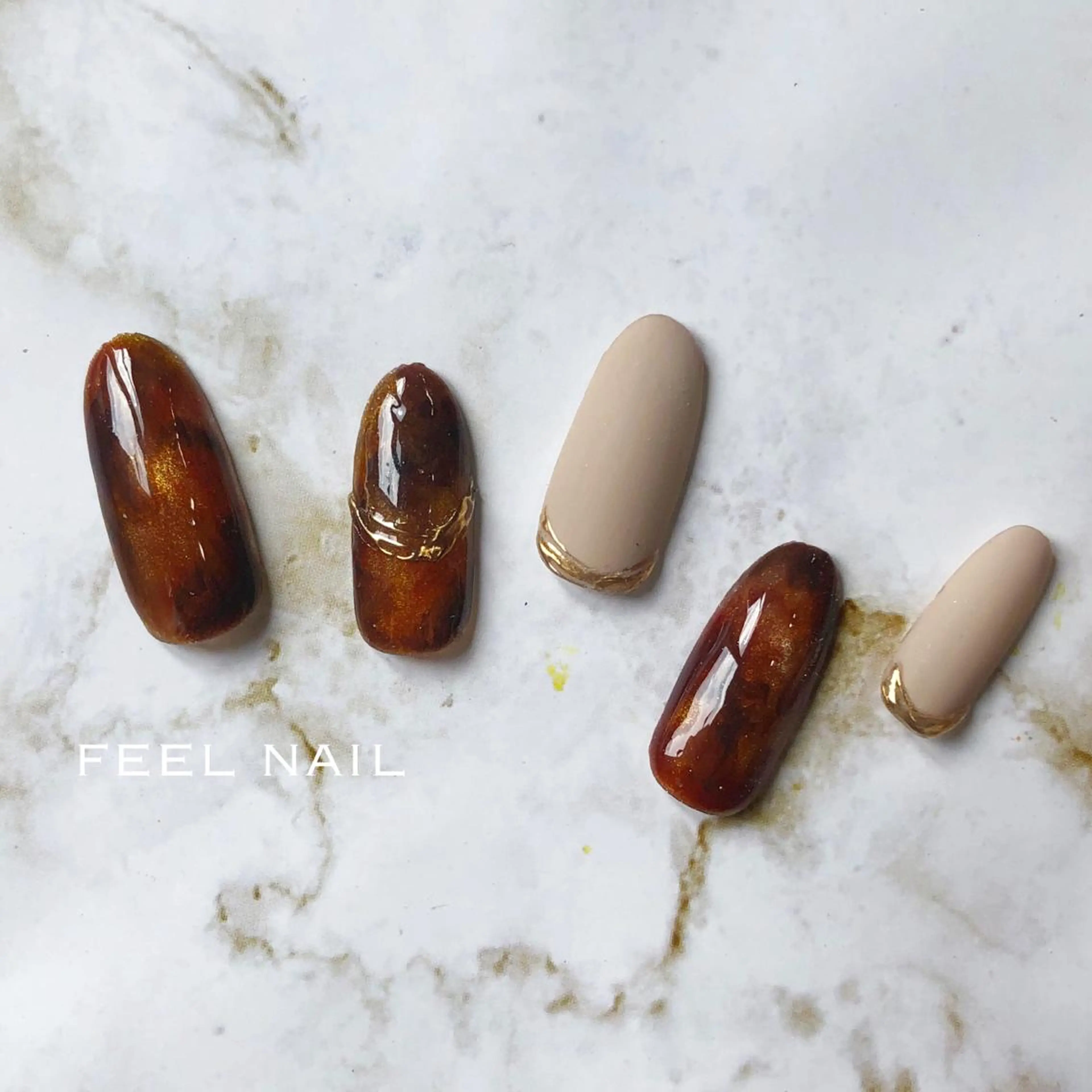 ネイル べっ甲ネイル ミラーネイル 近藤 あみのネイルデザイン