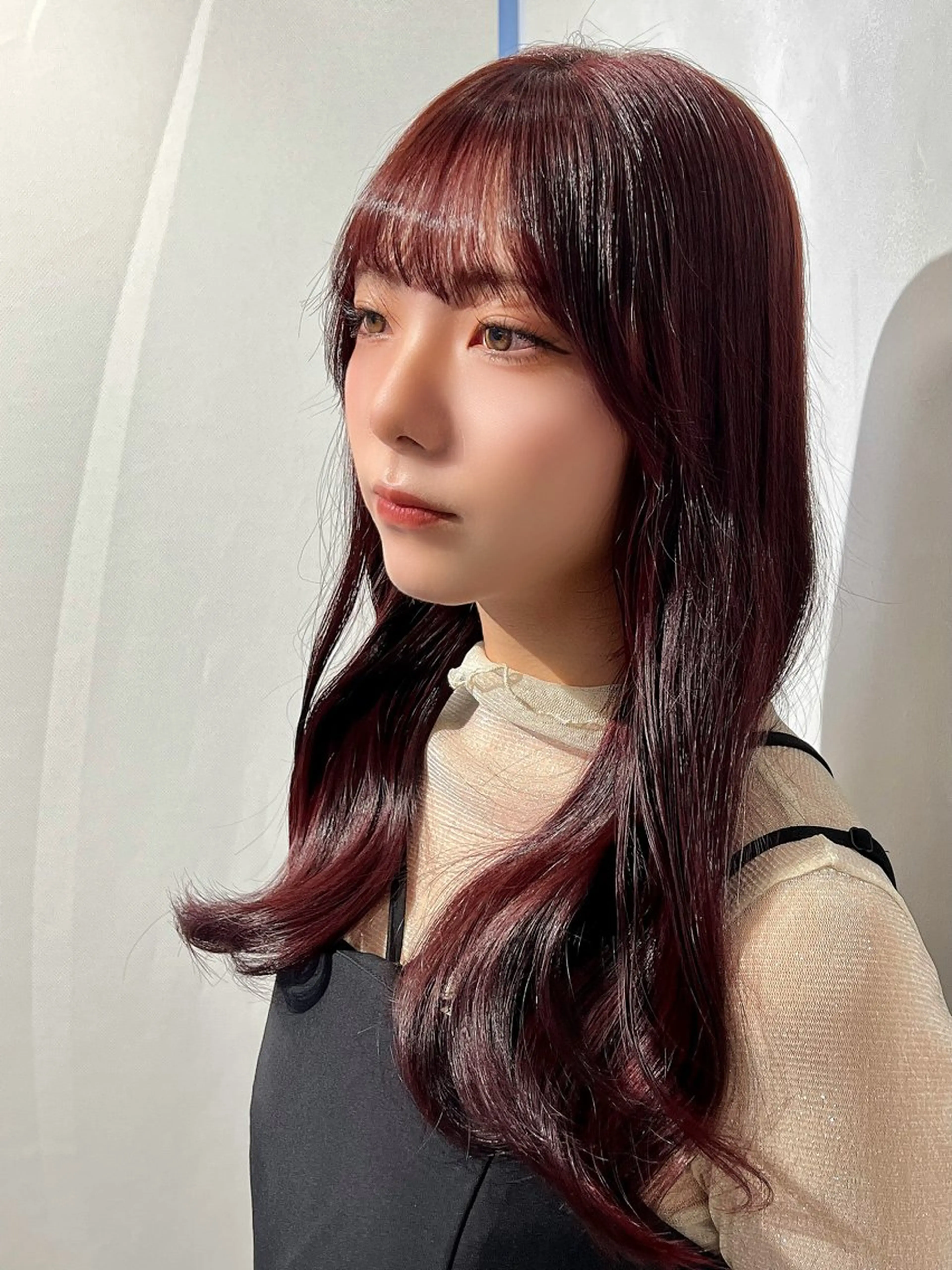 ロング カラー ボルドーカラー カット ヘアカラー トリートメント 髪質改善/縮毛矯正 レイヤー/松川匠のヘアスタイル