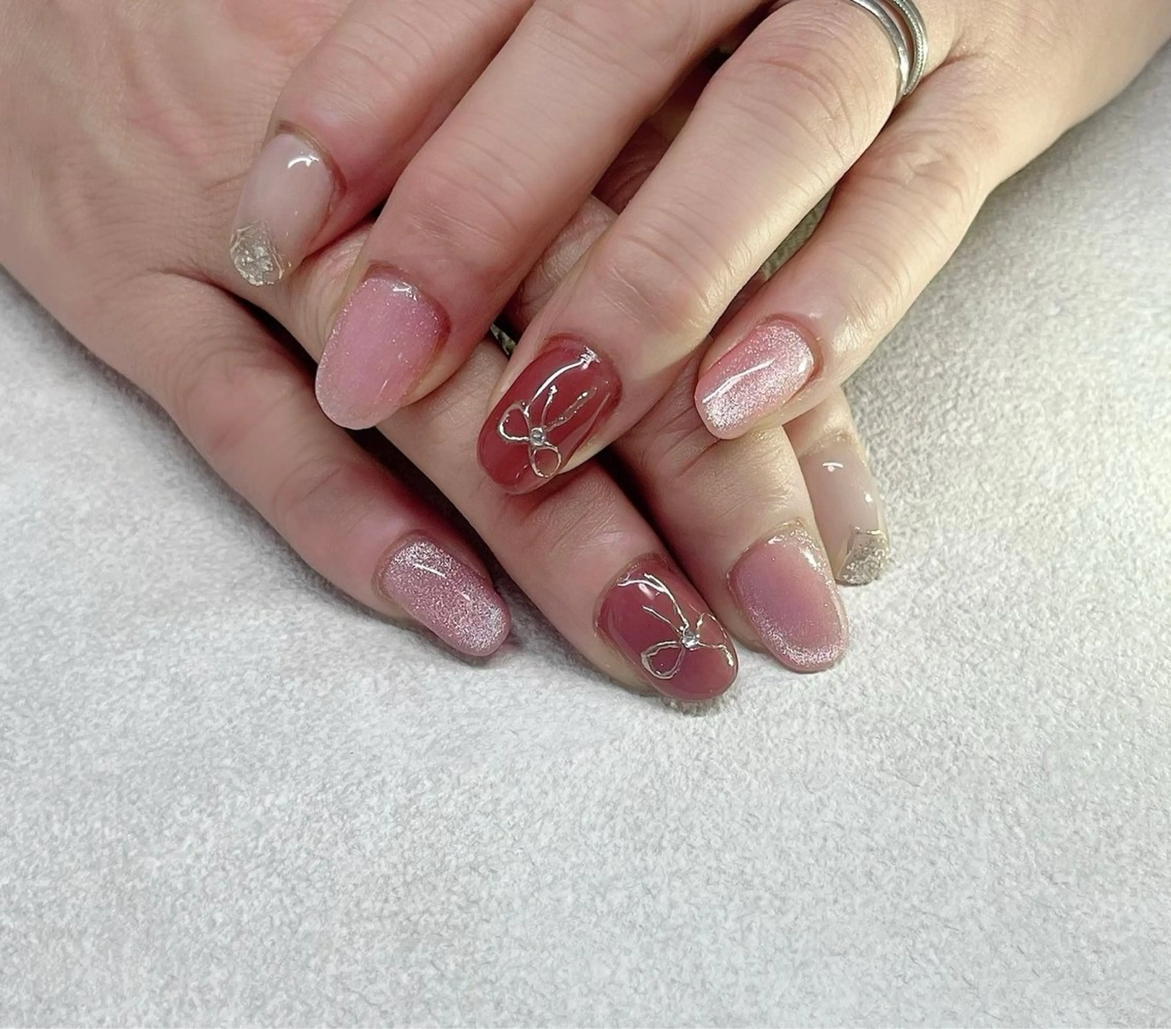 ネイル ピンク リボン nail salon kicchiのネイルデザイン