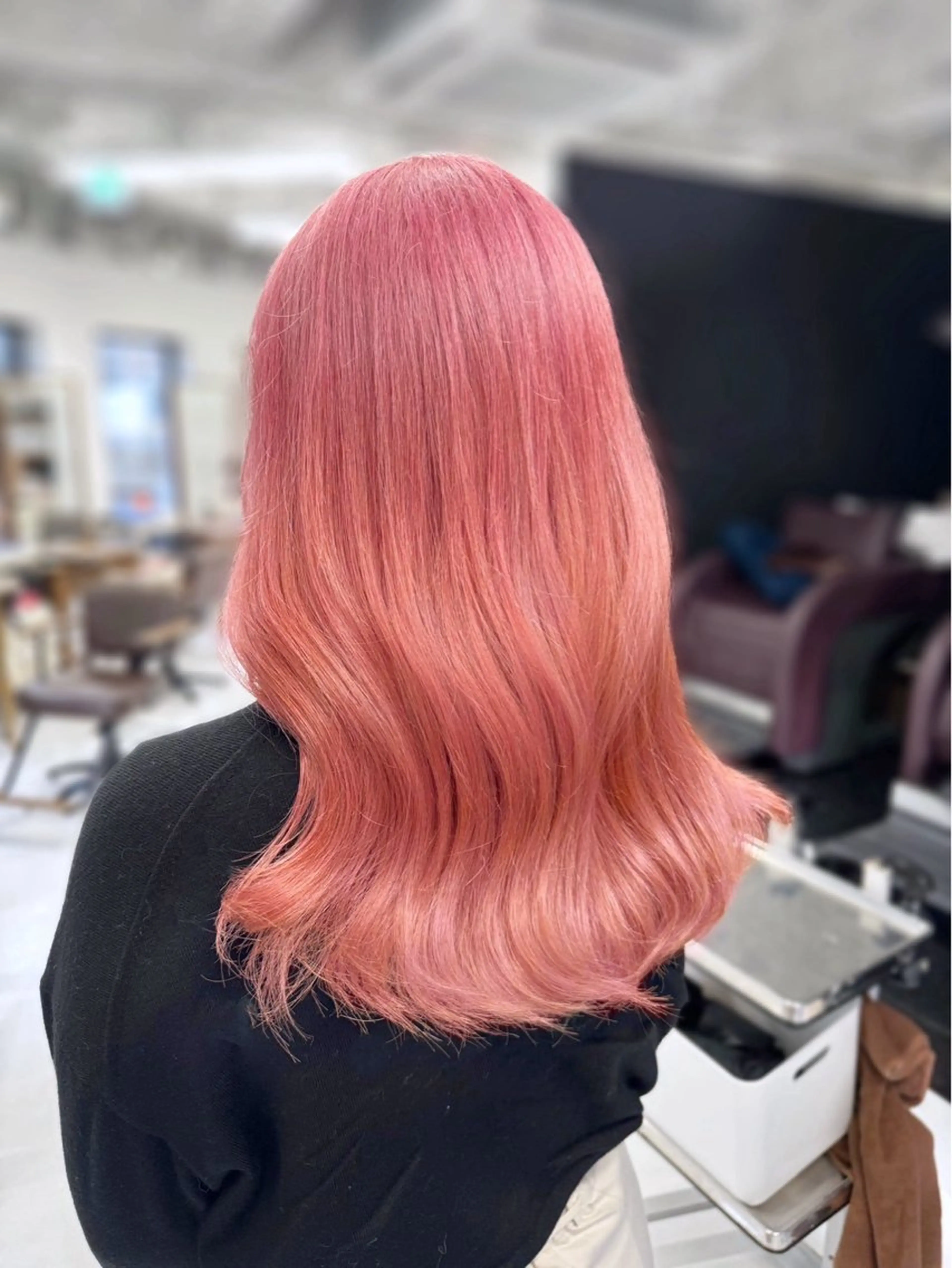 セミロング カラー ピンクカラー カット ヘアカラー 赤みなしカラー/梅田 /レイヤー/IORIのヘアスタイル