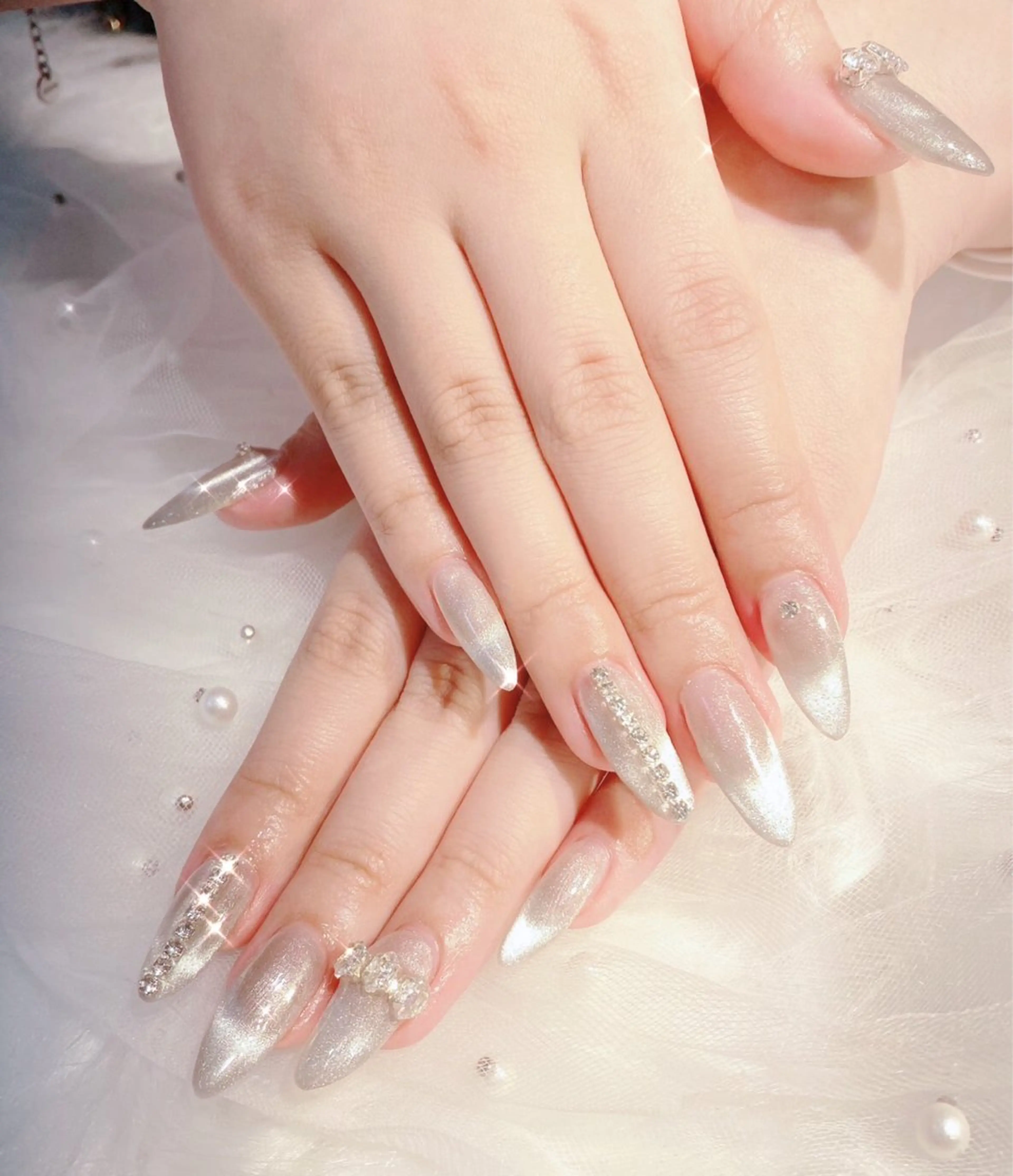 ネイル 桜ネイル フットネイル フレンチネイル ジェルネイル ラメ(グリッター) オフのみ(ネイル) 大門浜松町 ネイルのネイルデザイン