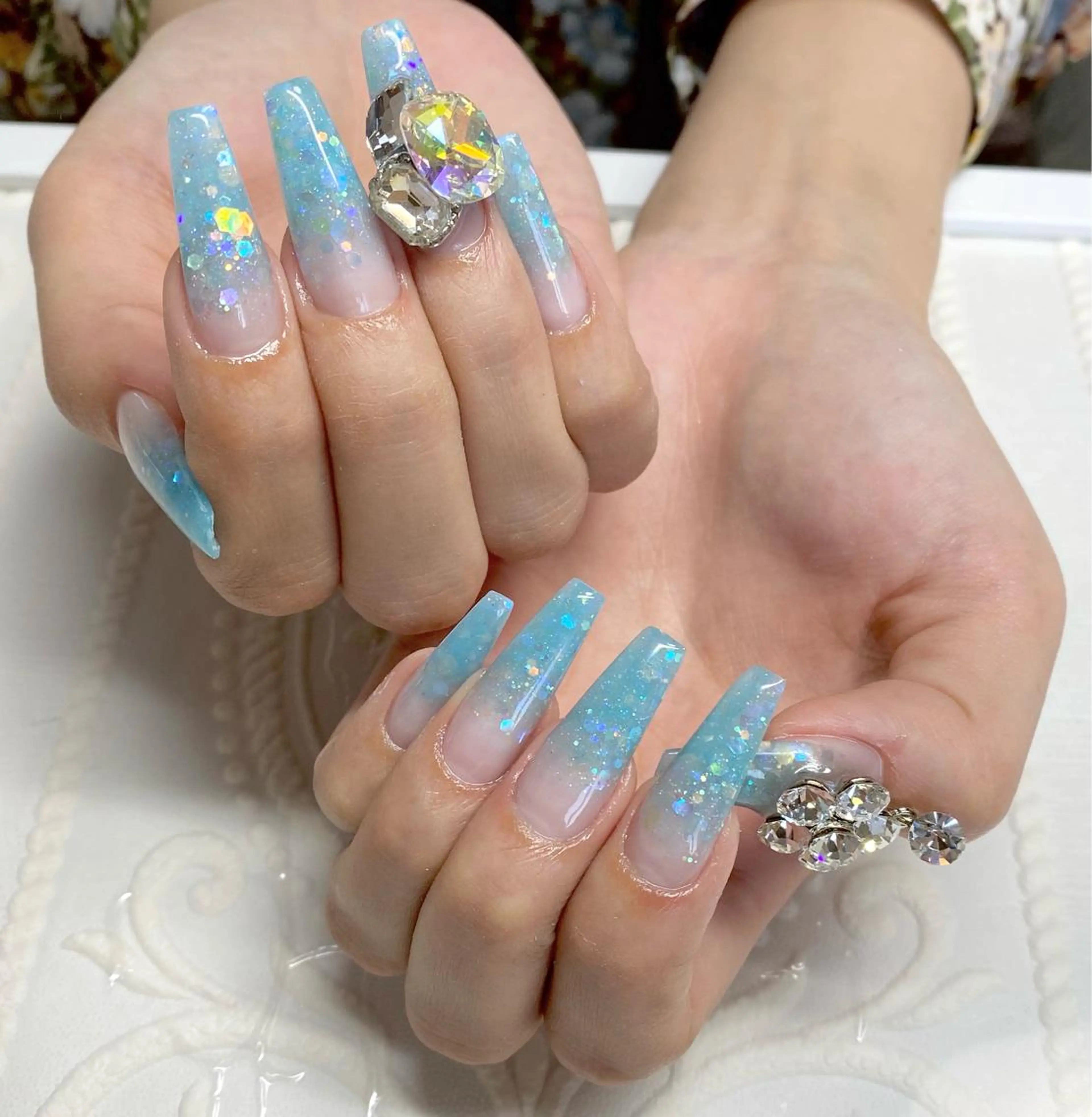 ロング ネイル ブルー ハンドネイル lune nail_2017のその他イメージ