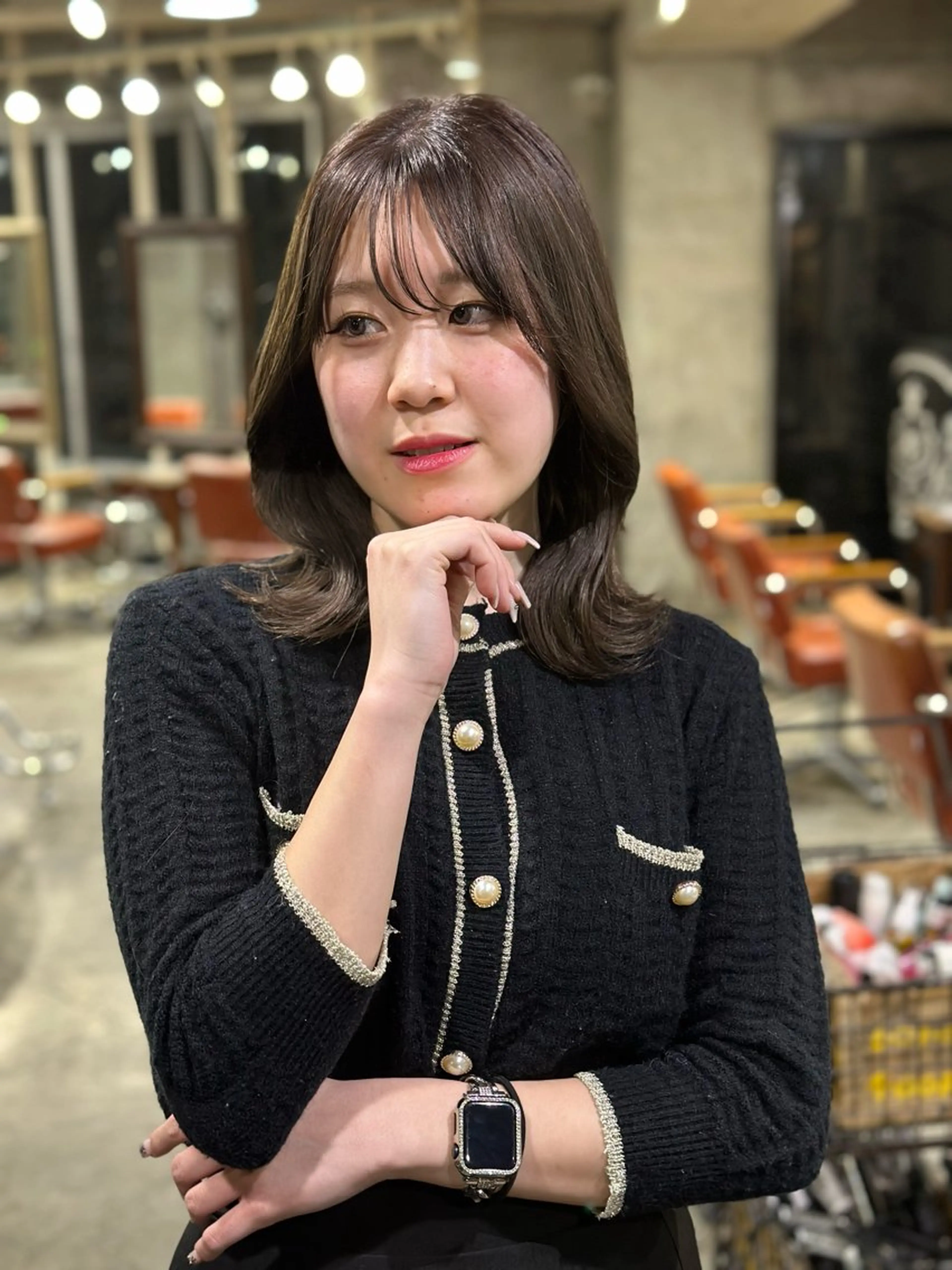 ミディアム ヘアカラー yelm所属・🫒オリーブカラー ミディアムレイヤー✨のヘアスタイル