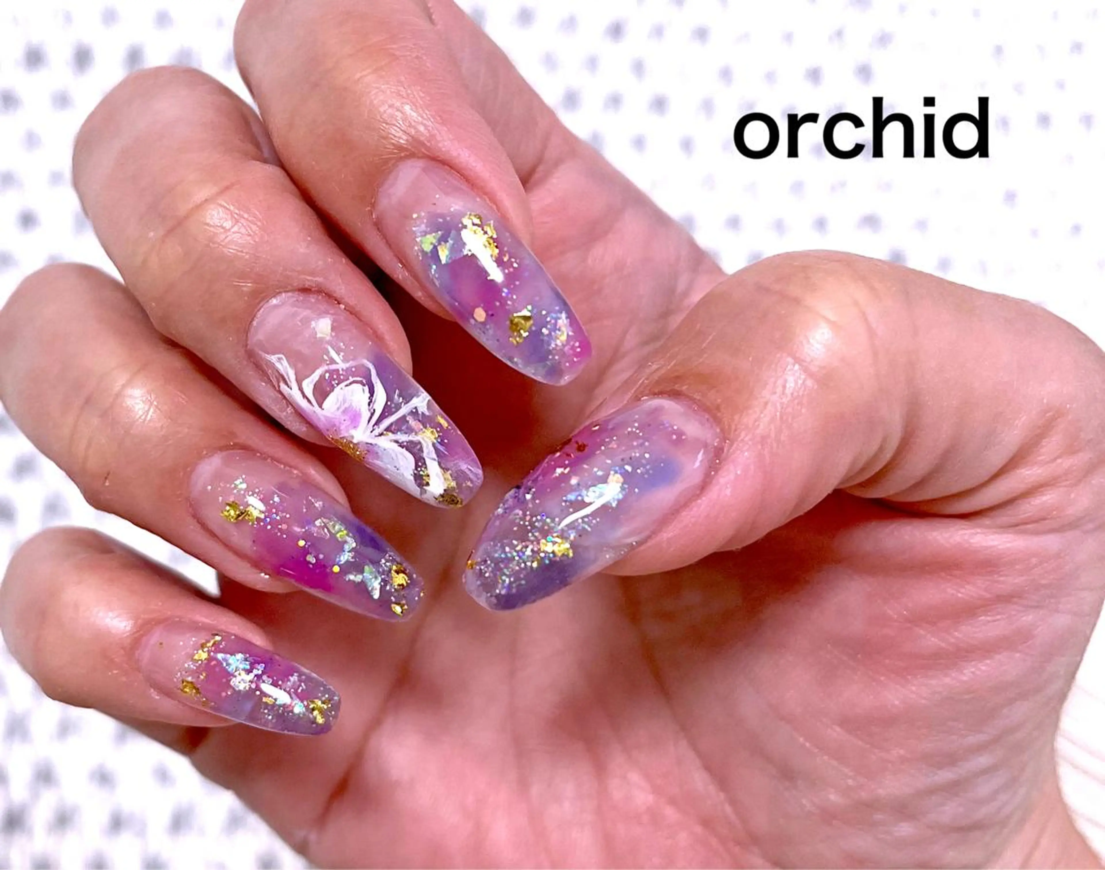 ネイル ハンドネイル orchid ♡オーキッドのネイルデザイン