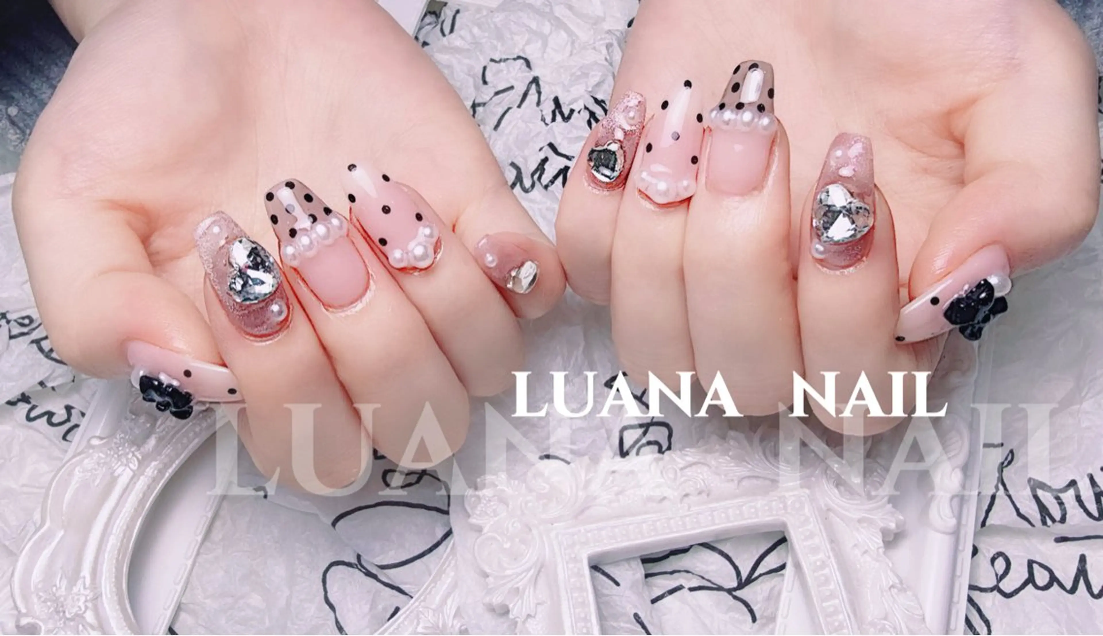 ネイル フラッシュネイル フレンチネイル 韓国ネイル ロングネイル マグネットネイル ハンドネイル ルアナネイルサロン所属・ルアナネイル サロンのネイルデザイン