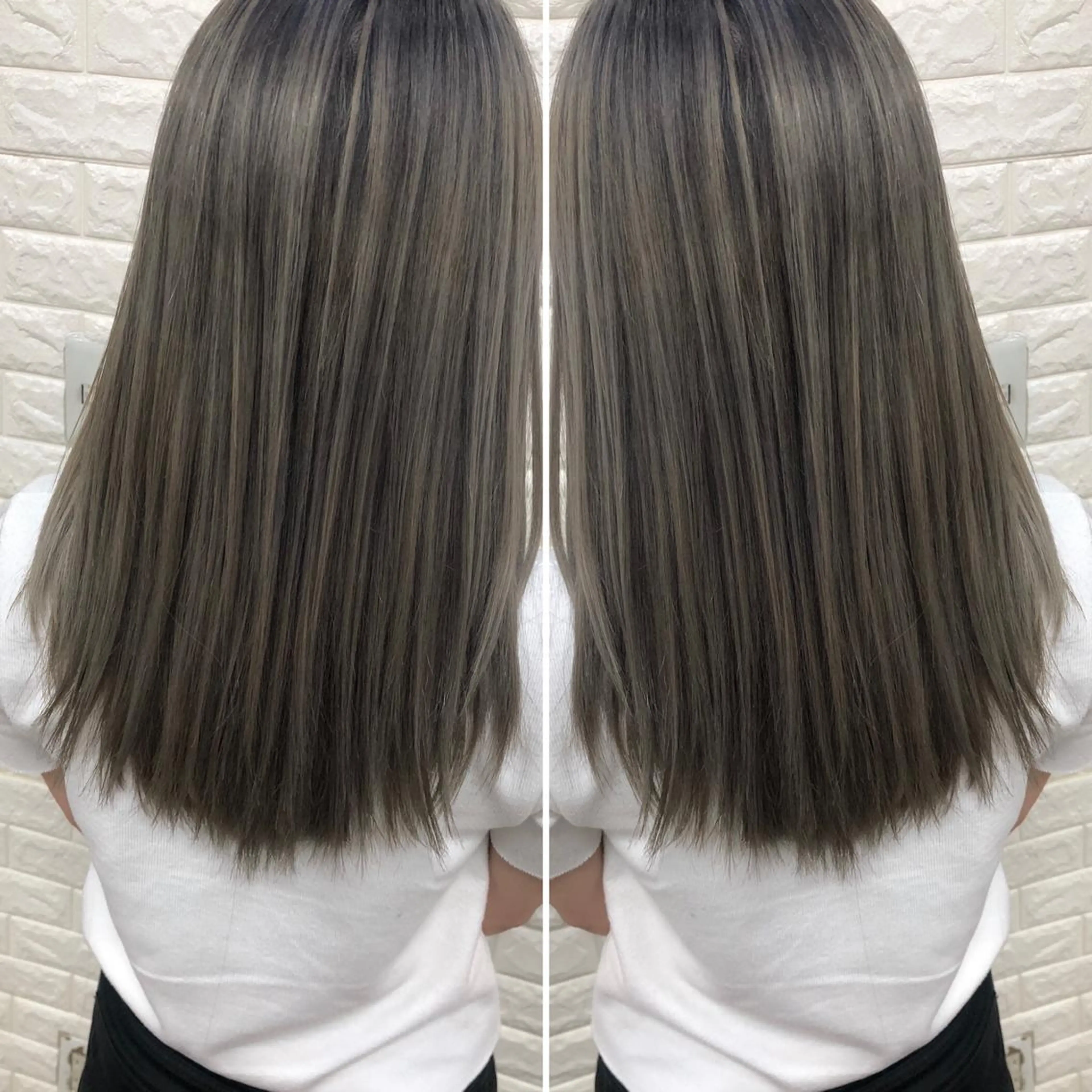 セミロング カラー バレイヤージュ ブリーチ ケアブリーチ 外国人風カラー レイヤーカット ヘアカラー トリートメント famille所属・famille ファミーユのヘアスタイル