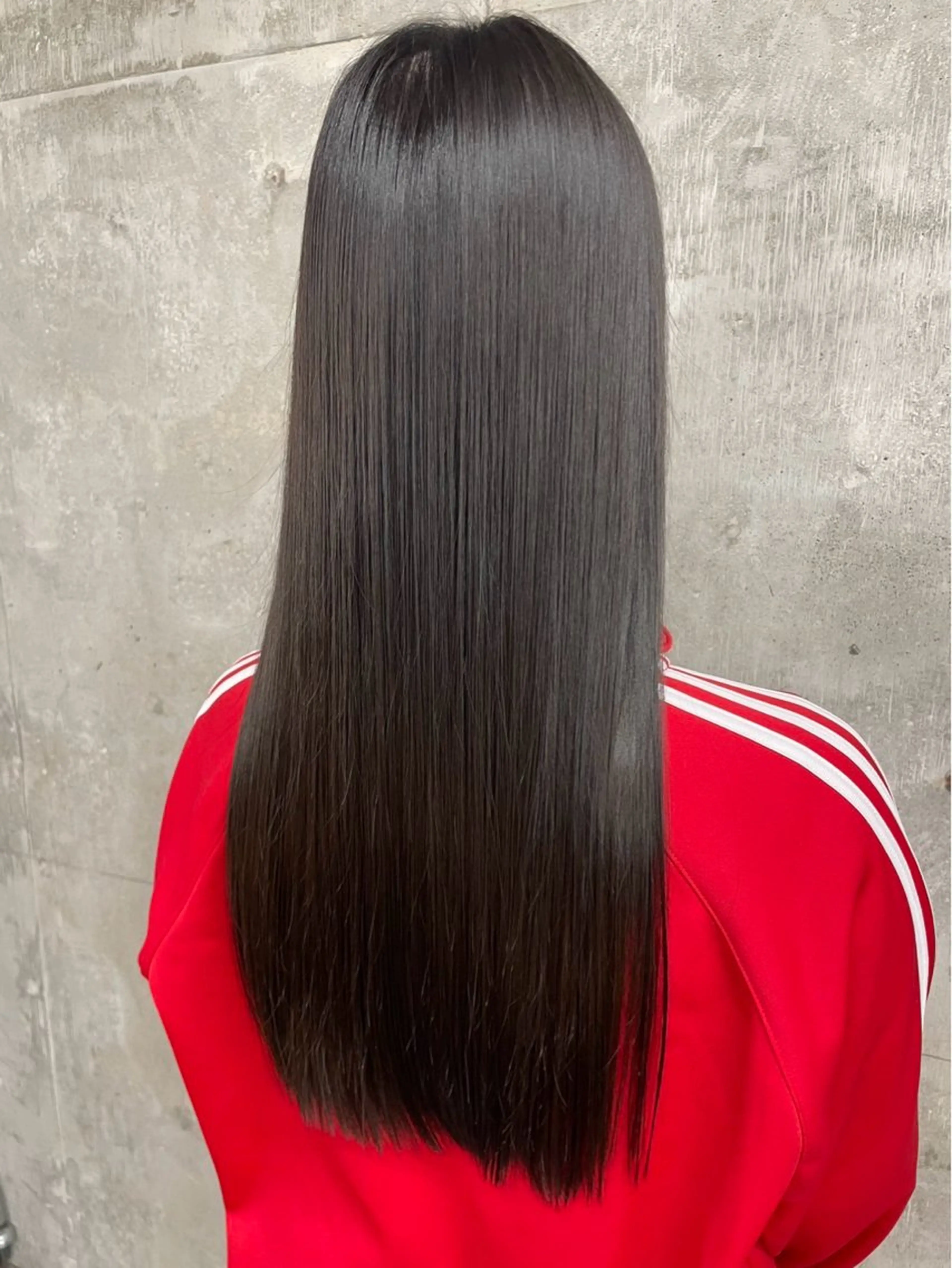 ロング くせ毛 伸ばしかけ 縮毛矯正 酸性ストレート ヘアカラー 縮毛矯正 トリートメント 松井ゆら/ 酸性ストレート/暖色のヘアスタイル