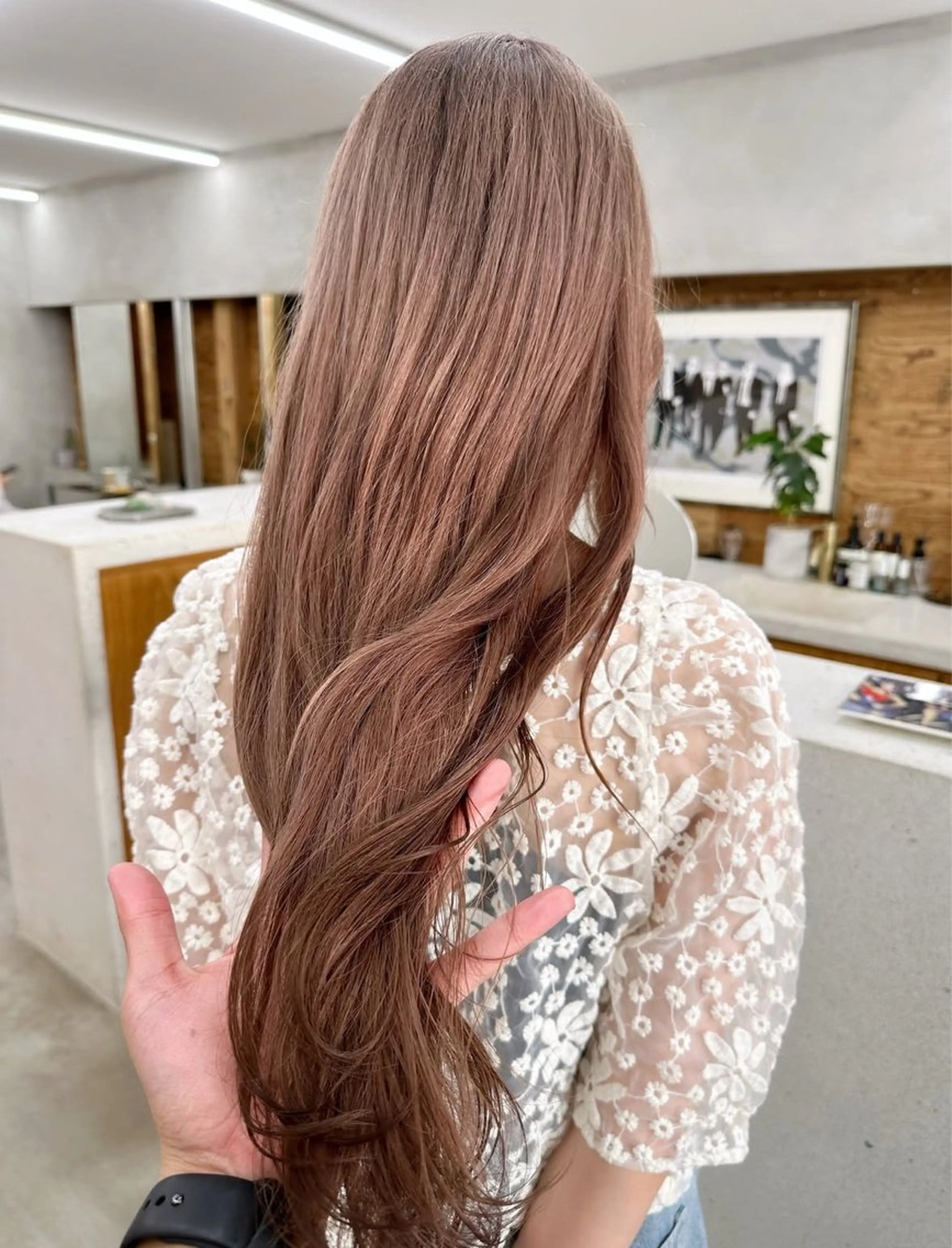 ロング カラー ベージュカラー ピンクカラー ピンクベージュ カット ヘアカラー パーマ /レイヤー 榛地渉馬 /矢場町のヘアスタイル