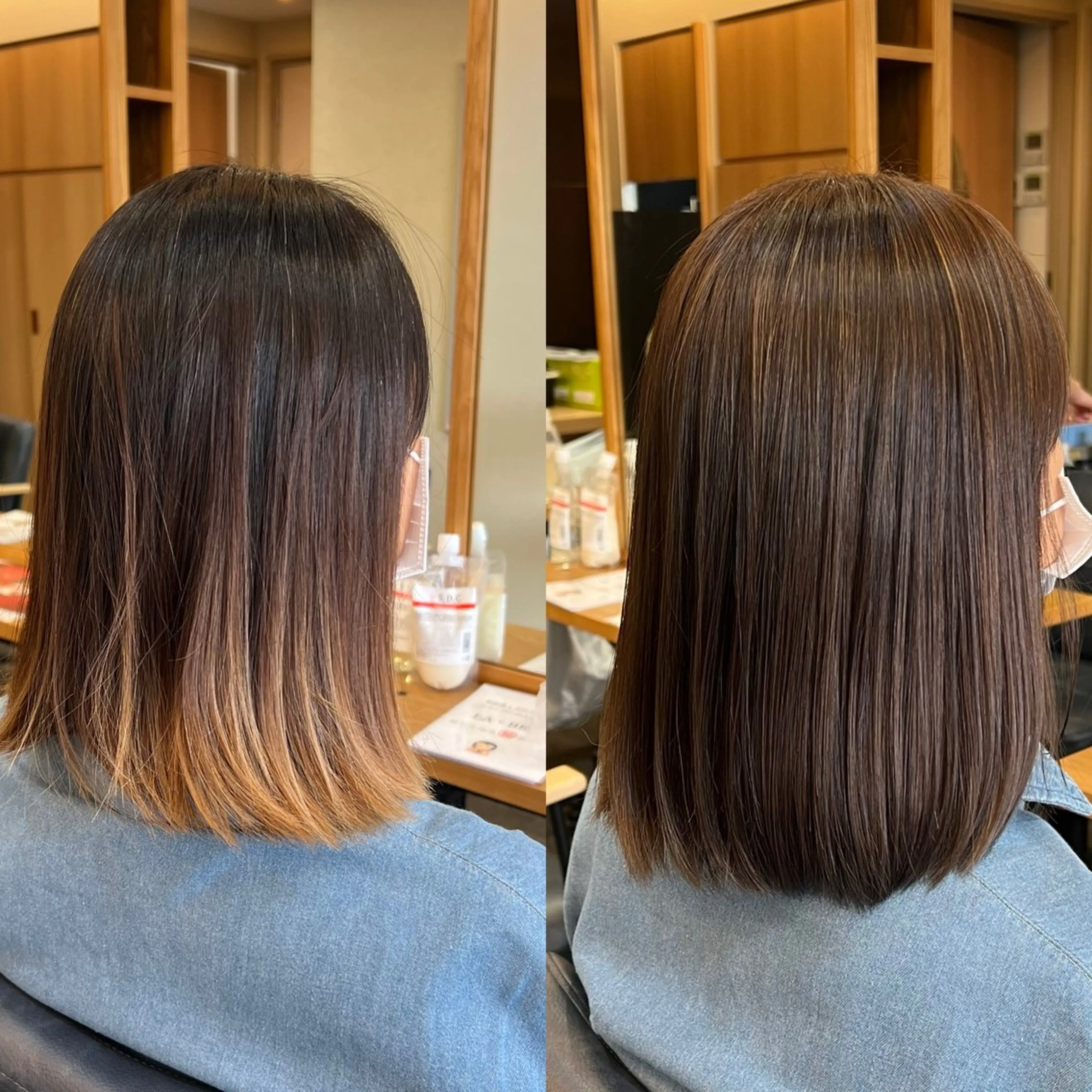 ミディアム カラー 馬場 彩のヘアスタイル