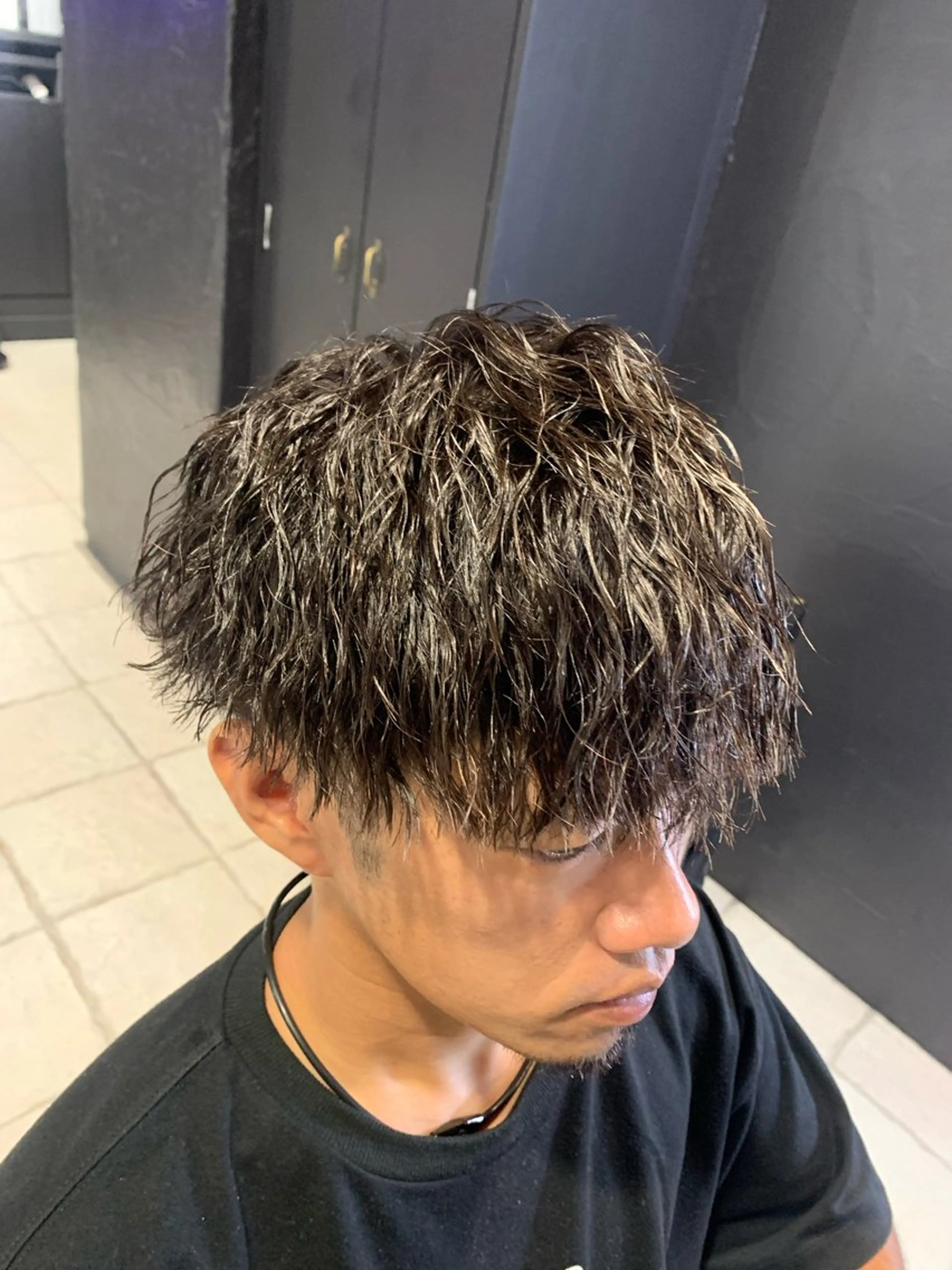 ショート メンズ マッシュ メンズパーマ/難波/ 心斎橋　室園亮佑のヘアスタイル