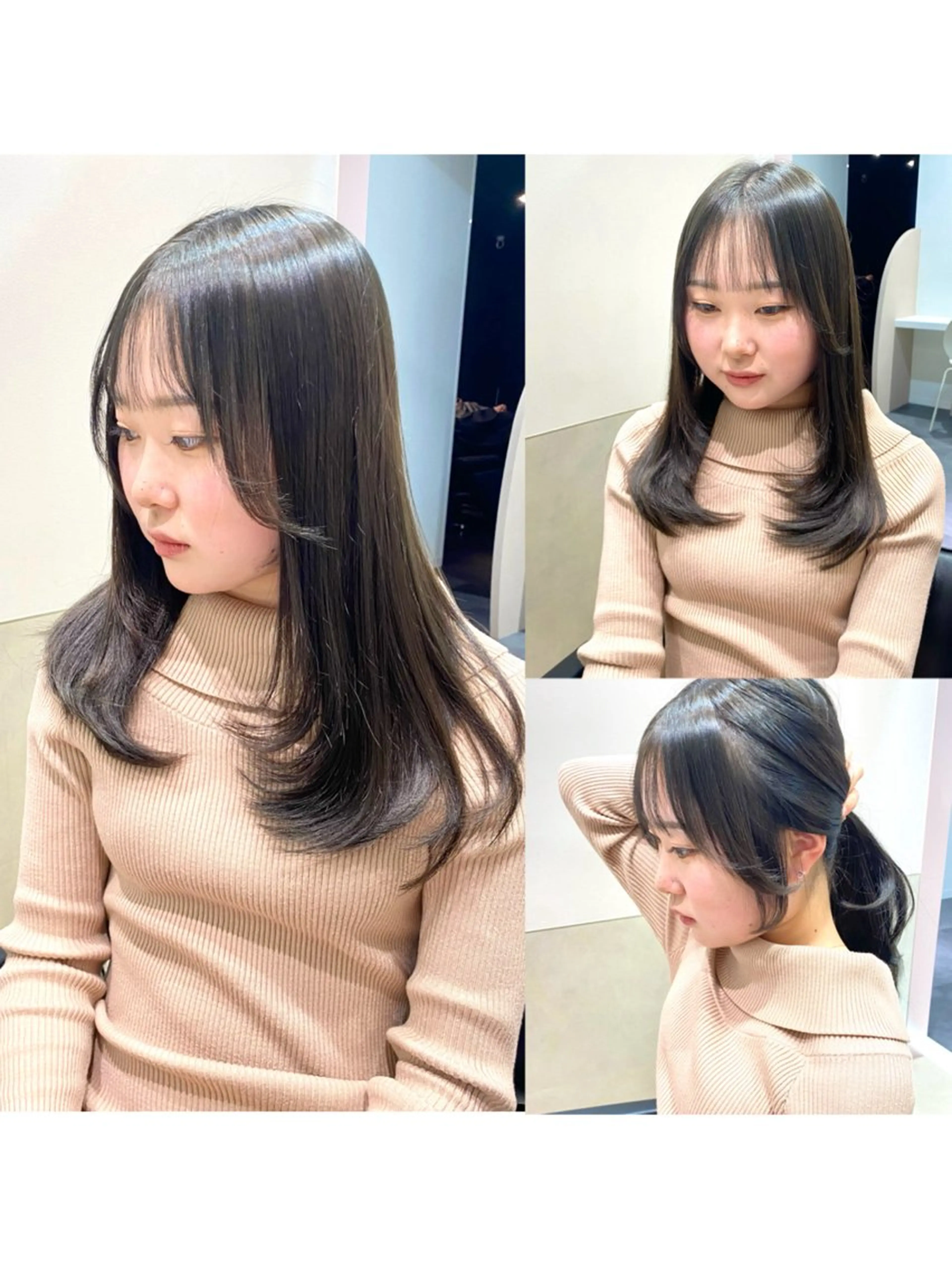 ミディアム カラー カット ヘアカラー トリートメント 髪質改善水素TR× レイヤーカット/熊澤のヘアスタイル