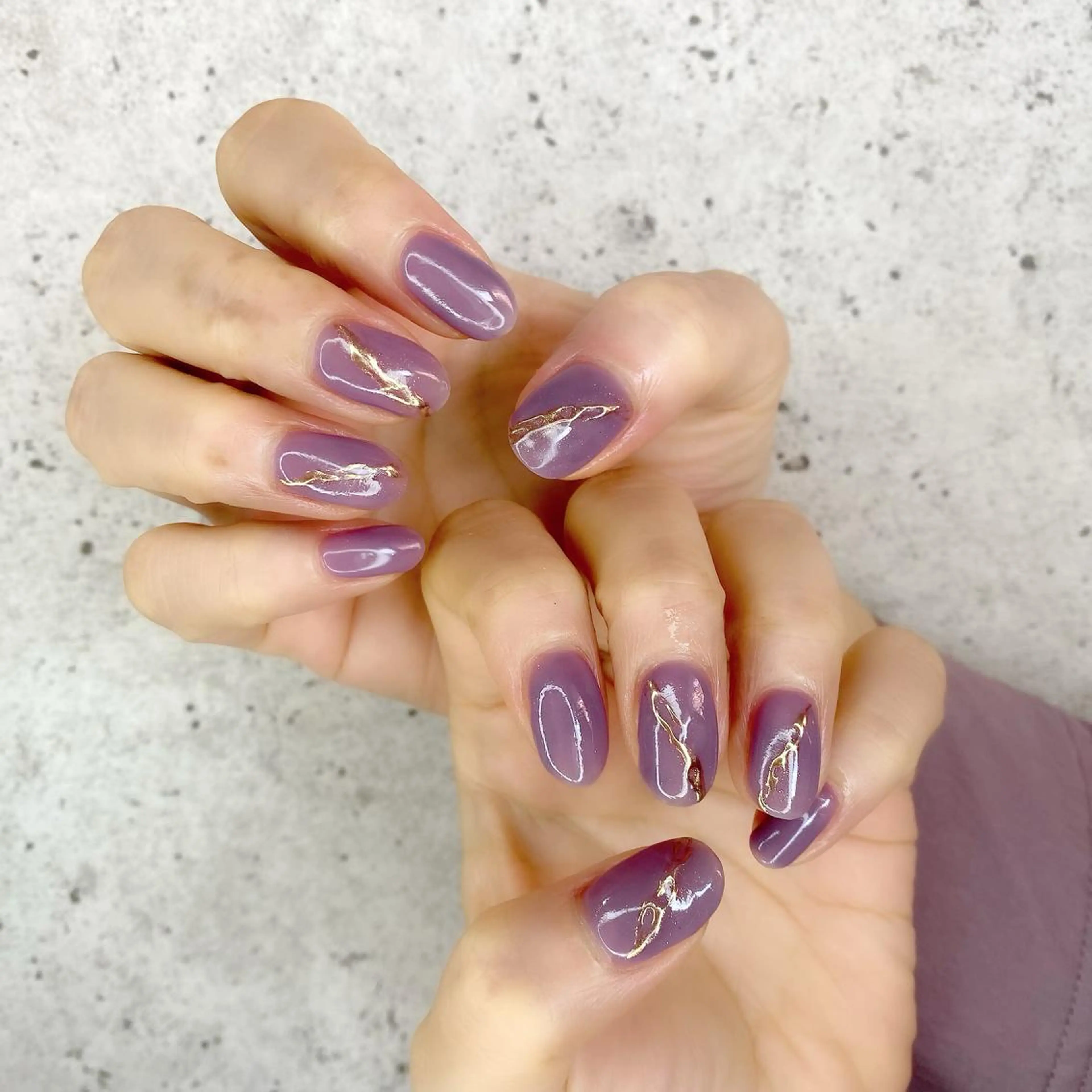 セミロング カラー パーマ ヘアアレンジ メンズ キッズ ネイル マツエク・マツパ アイブロウ パープルカラー アートネイル フットネイル ゴールド パープル ハンドネイル Salon Ｋのネイルデザイン