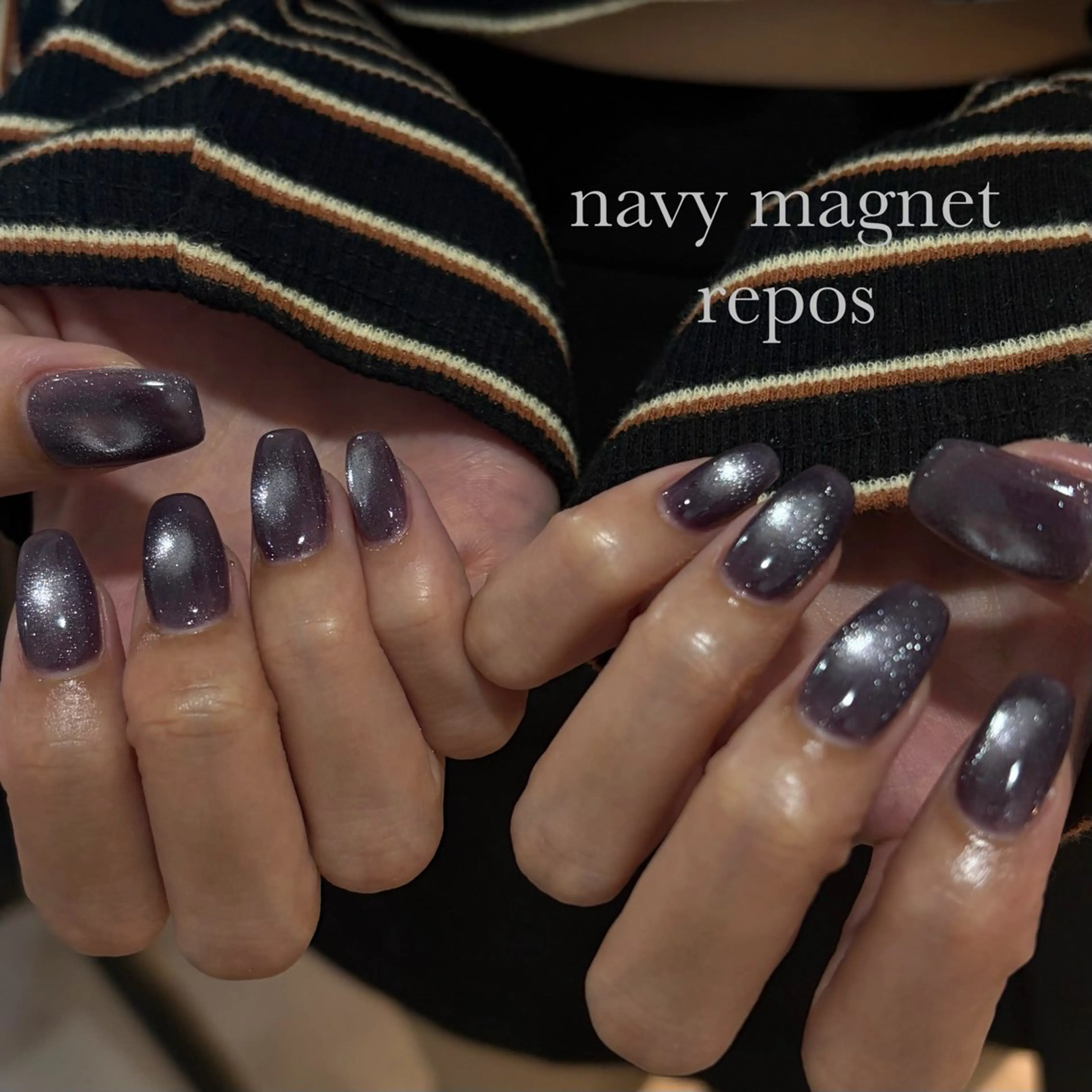 ネイル ラメ(グリッター) マグネットネイル ワンホンネイル 冬ネイル ハンドネイル repos-ルポ-所属・repos mikuのネイルデザイン