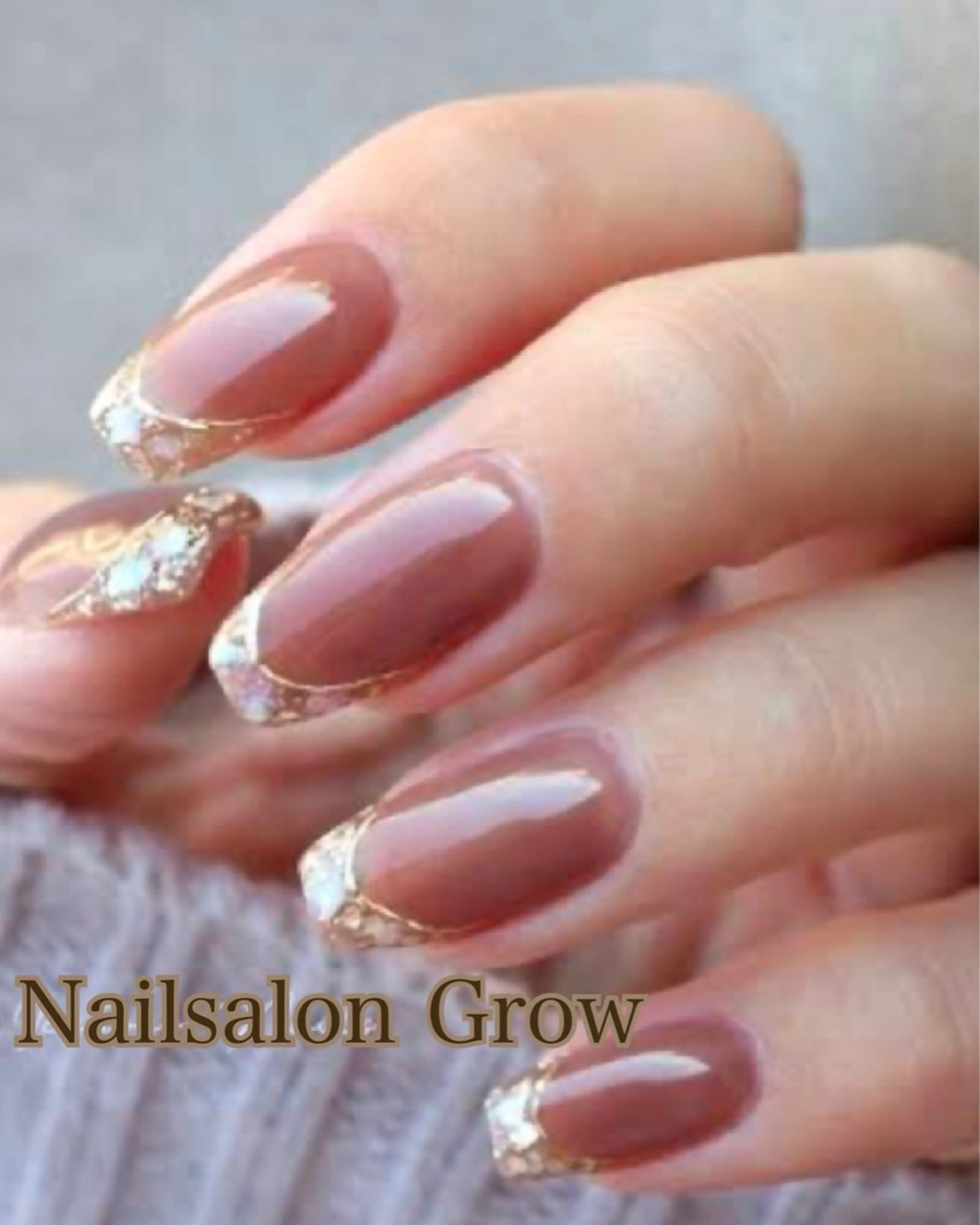 ネイル フレンチネイル ガラスフレンチ ミラーネイル ハンドネイル 認定講師／歴20年 パラジェル　Growのネイルデザイン