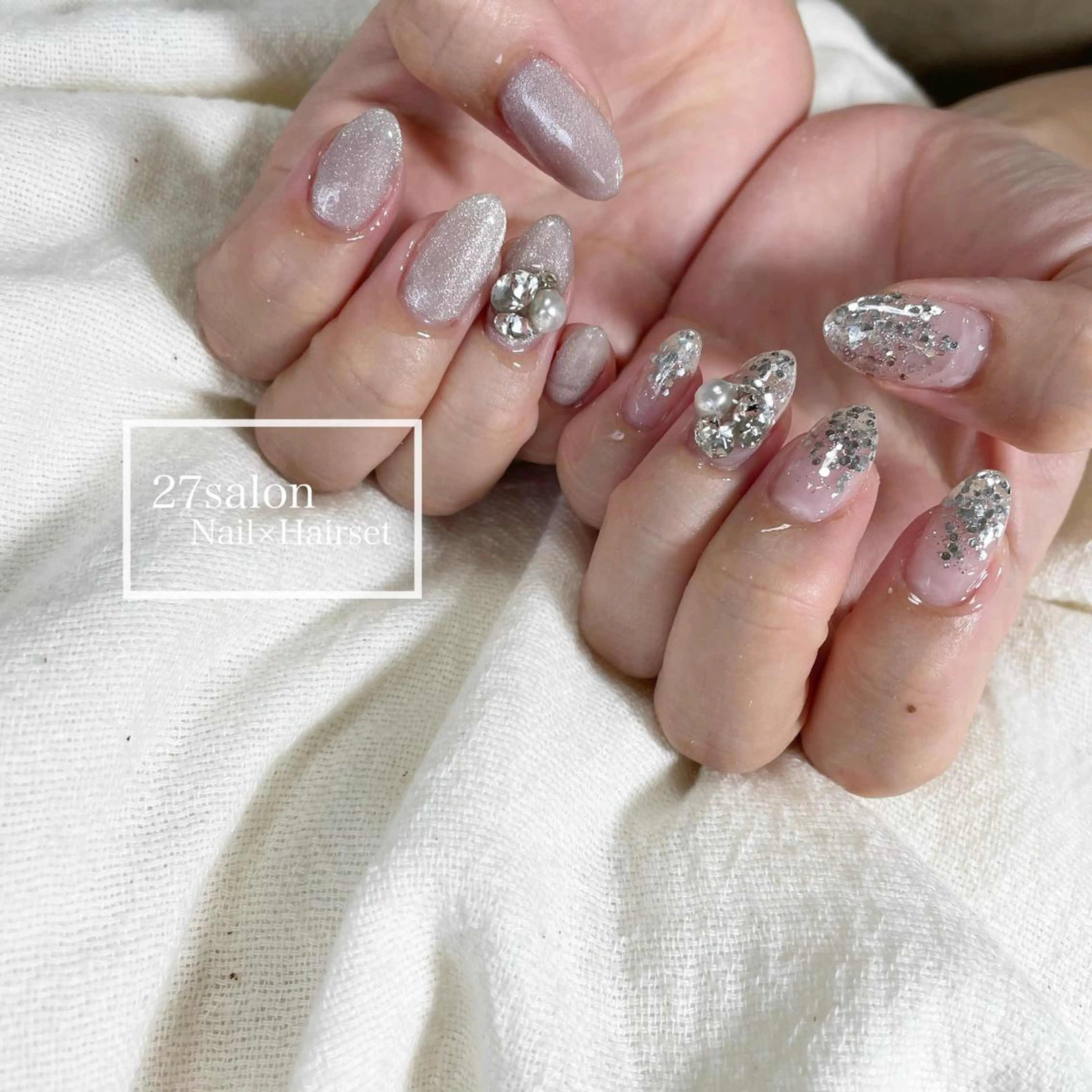 ネイル マグネットネイル シルバー 27salon yuinaのネイルデザイン