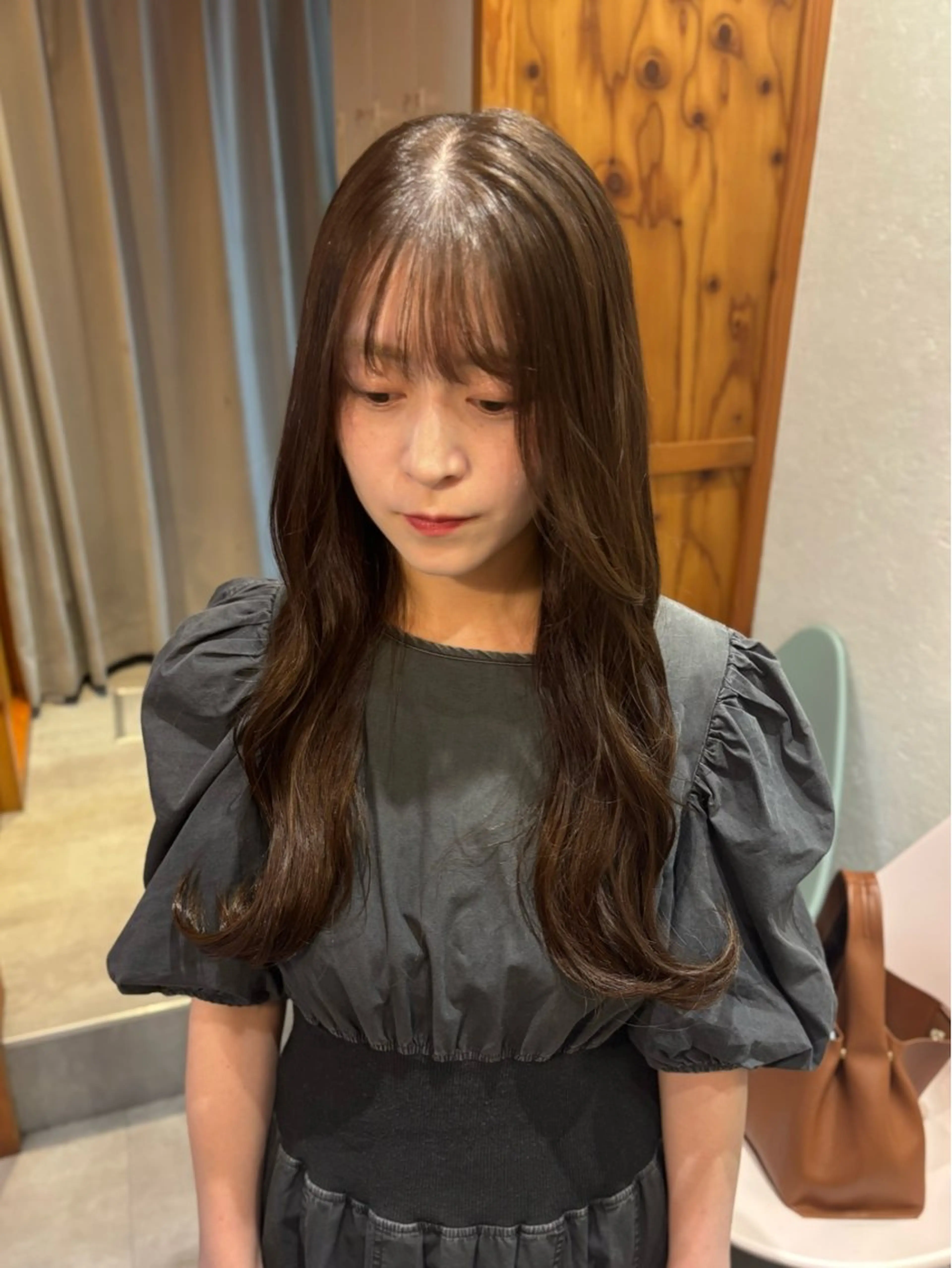 ロング カラー ヘアアレンジ ブラウンカラー チョコレートブラウン ヘアカラー 女性専用サロンiiro【イロ】所属・【韓国ヘア/透明感 カラー】makotoのヘアスタイル