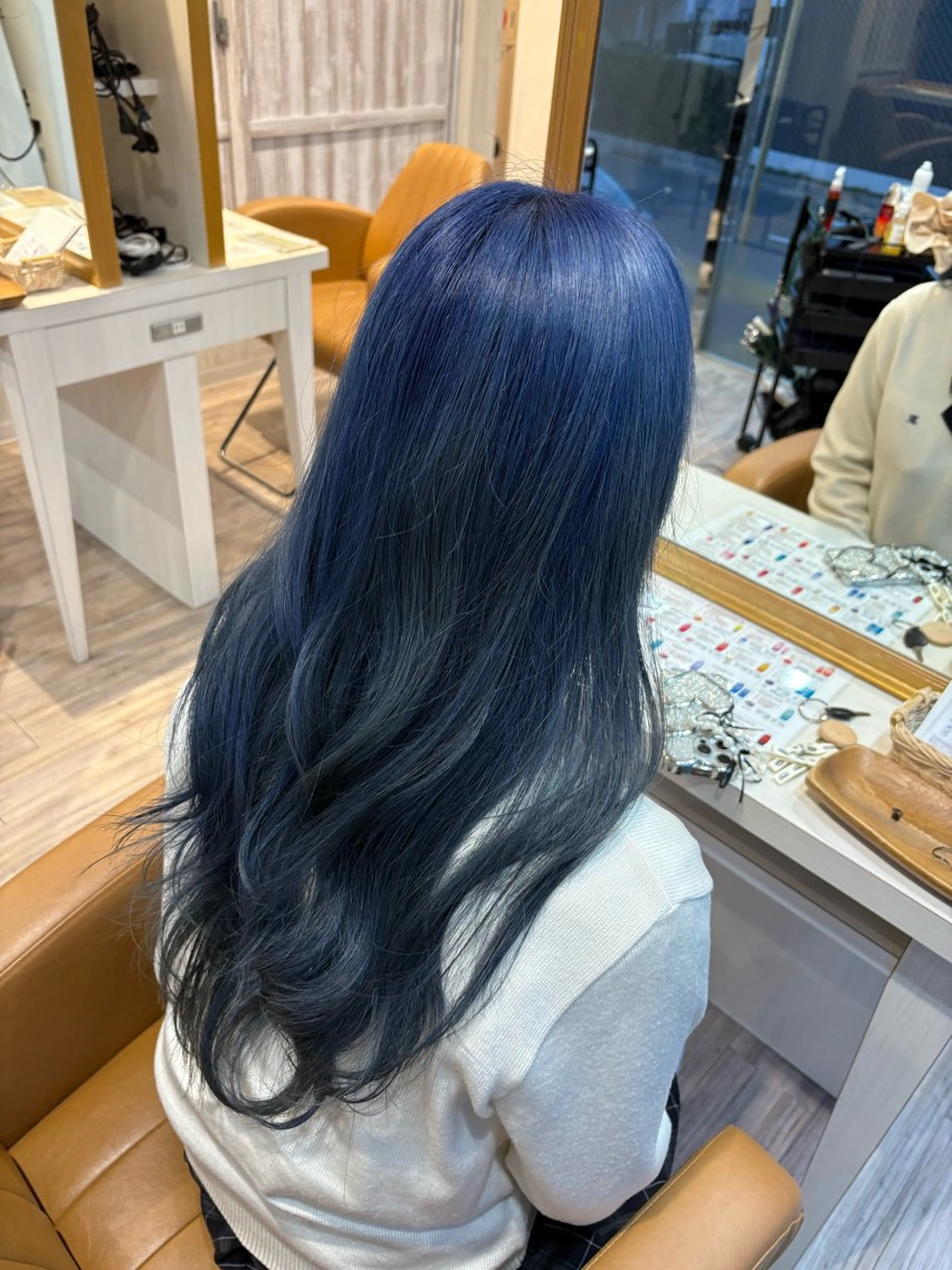 ロング カラー ブルーカラー ヘアカラー ブリーチなしWカラー レイヤー/Rickyのヘアスタイル