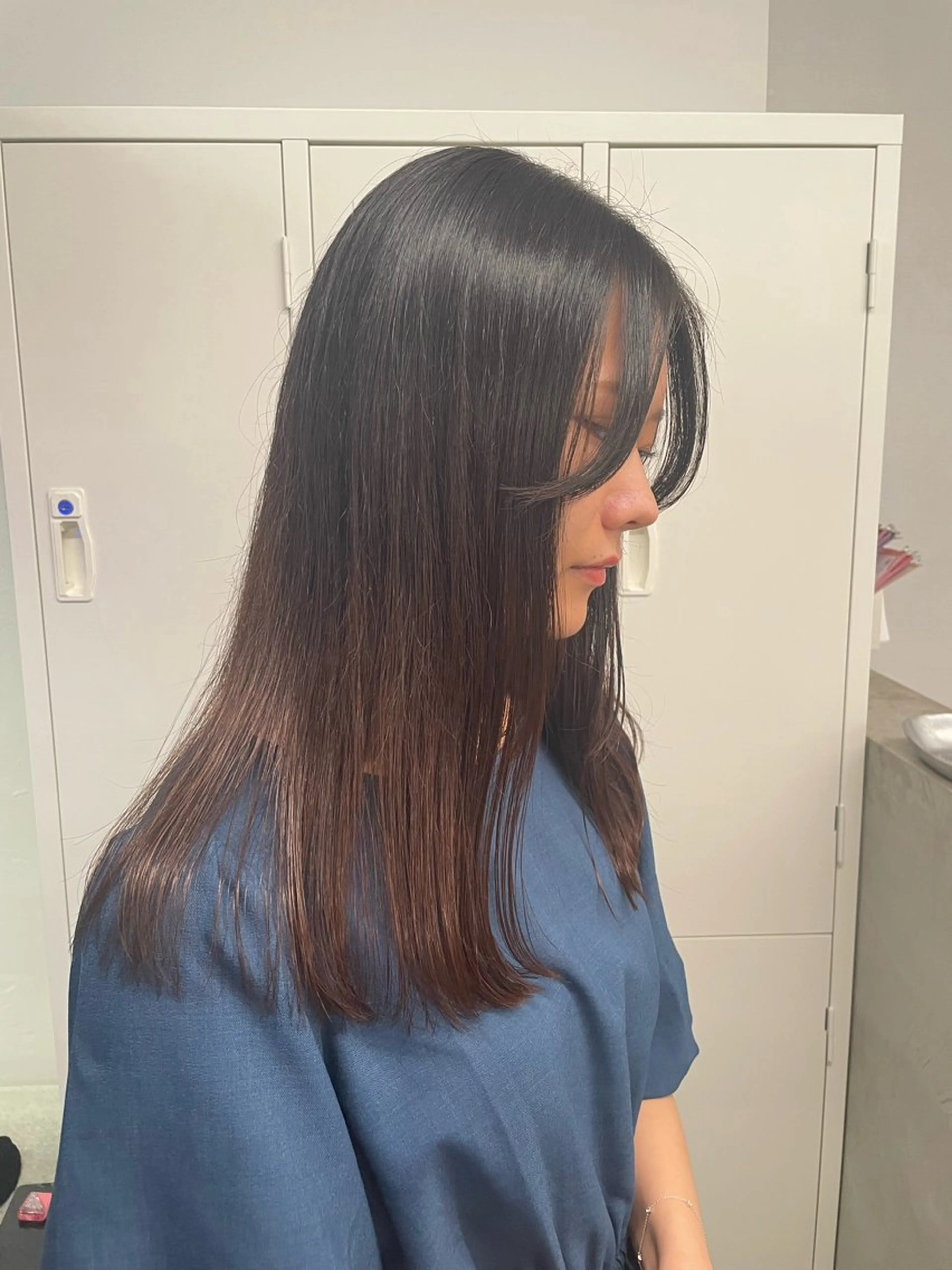 セミロング 顔周りカット カネコ ノノカのヘアスタイル