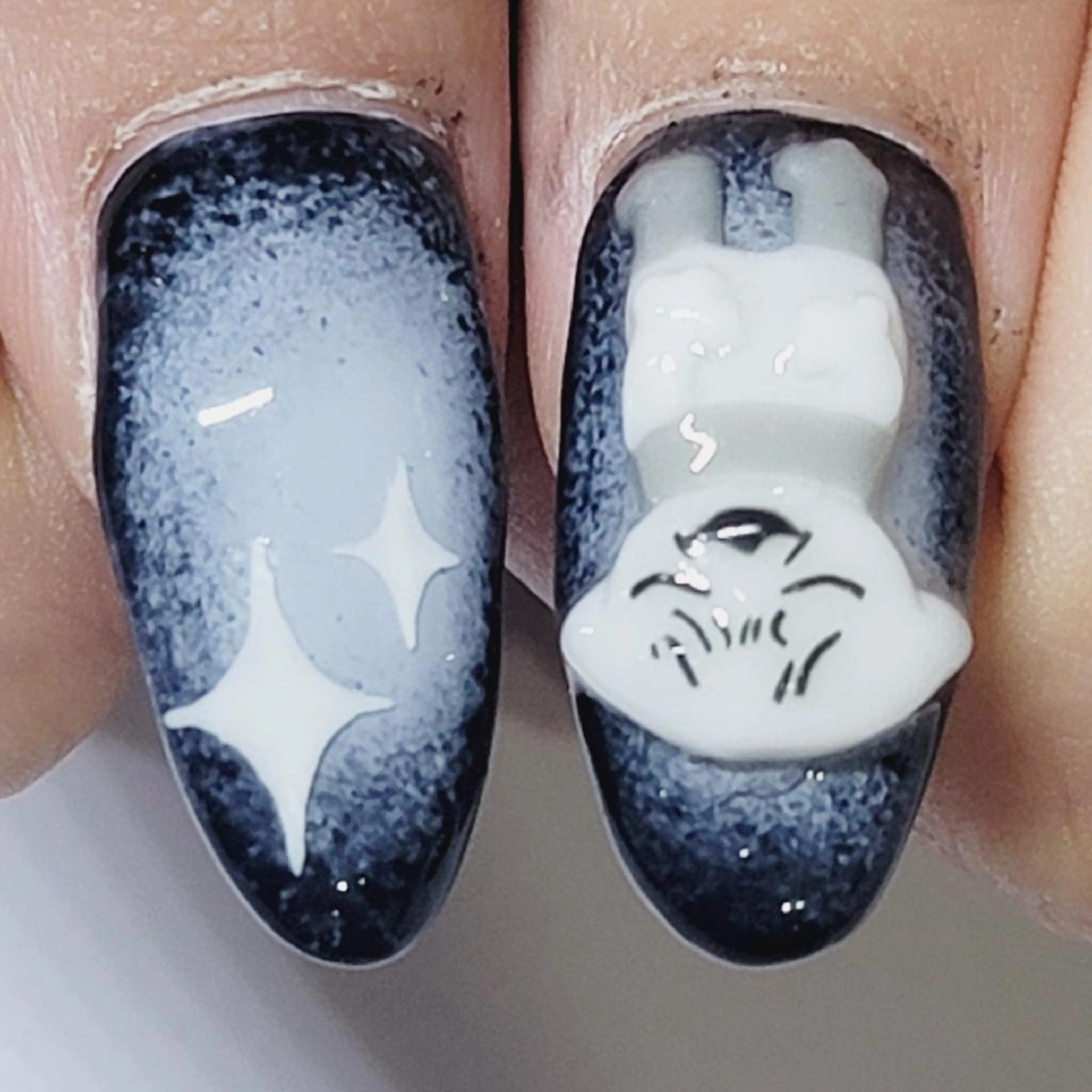 ネイル アートネイル ブルー グラデーション ネイビー パステルネイル ハンドネイル よしだ ひろきのネイルデザイン