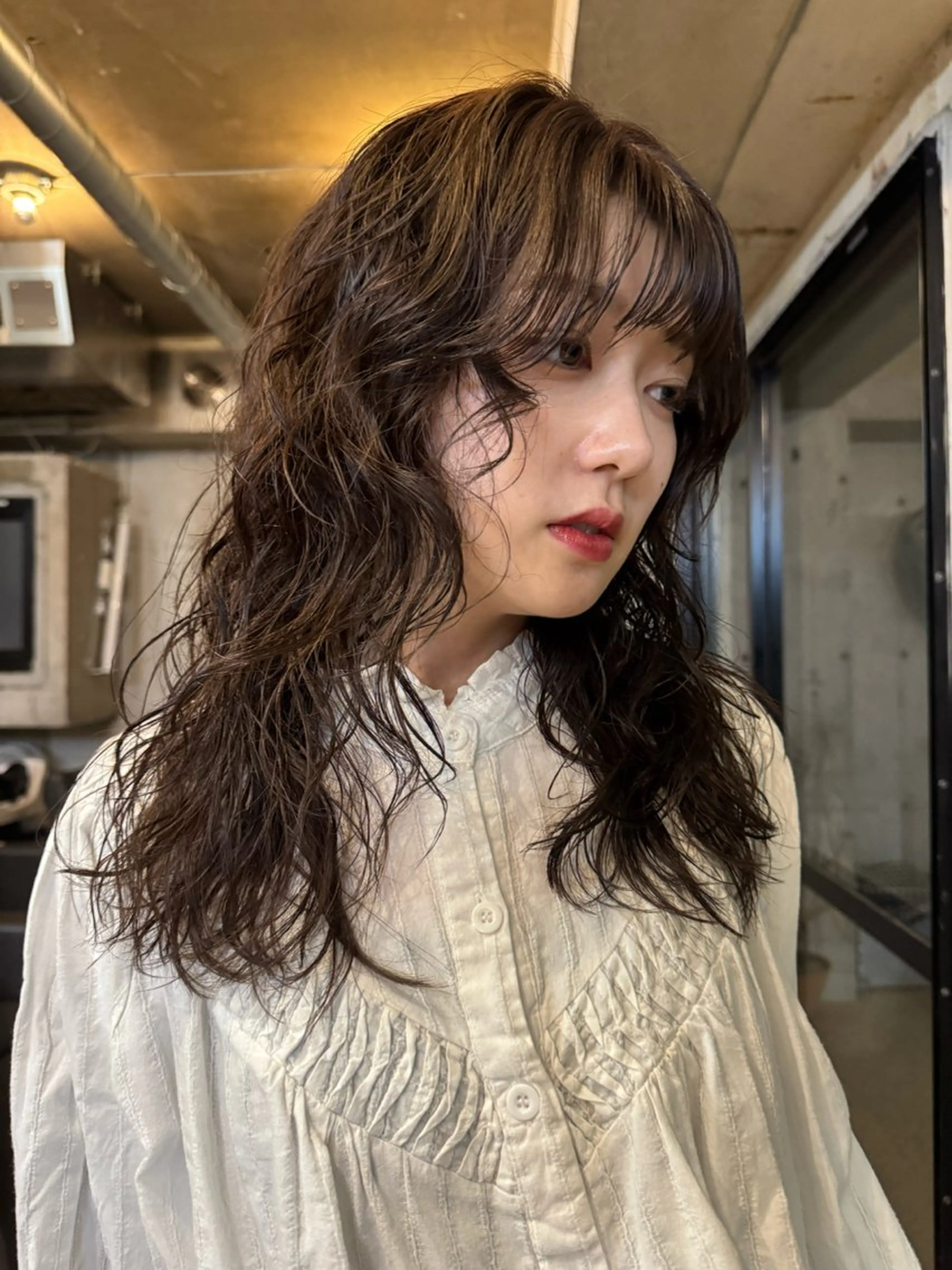 ミディアム カラー パーマ ミディアムパーマ レイヤーカット カット ヘアカラー パーマ 🍈yurina 福岡/パーマ🍈のヘアスタイル
