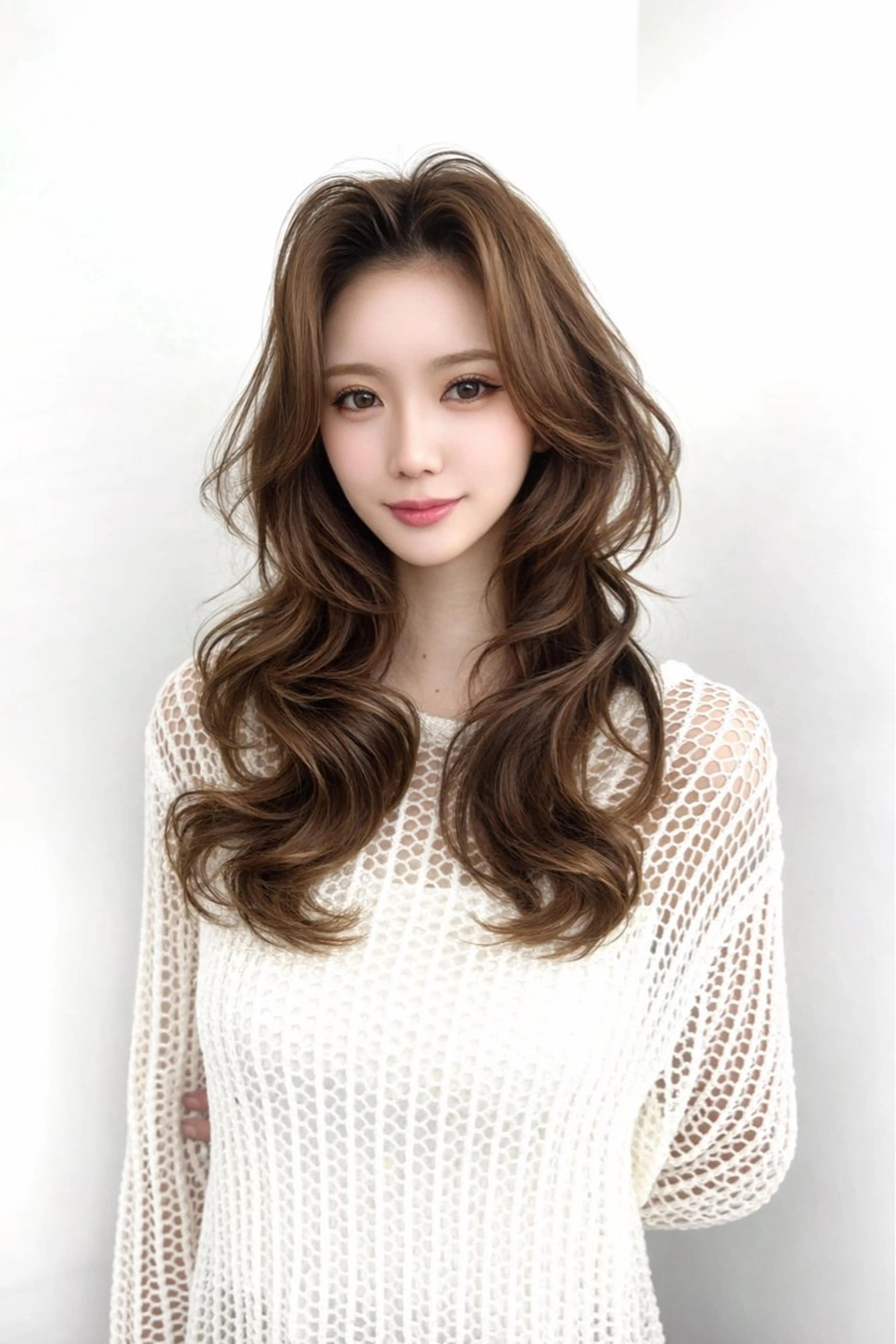 ロング カラー ベージュカラー オリーブベージュ 顔まわりレイヤー ハイレイヤー 韓国風ヘア カット ヘアカラー トリートメント ヘッドスパ 透明感カラー✨🩵 韓国ヘアkanatoのヘアスタイル