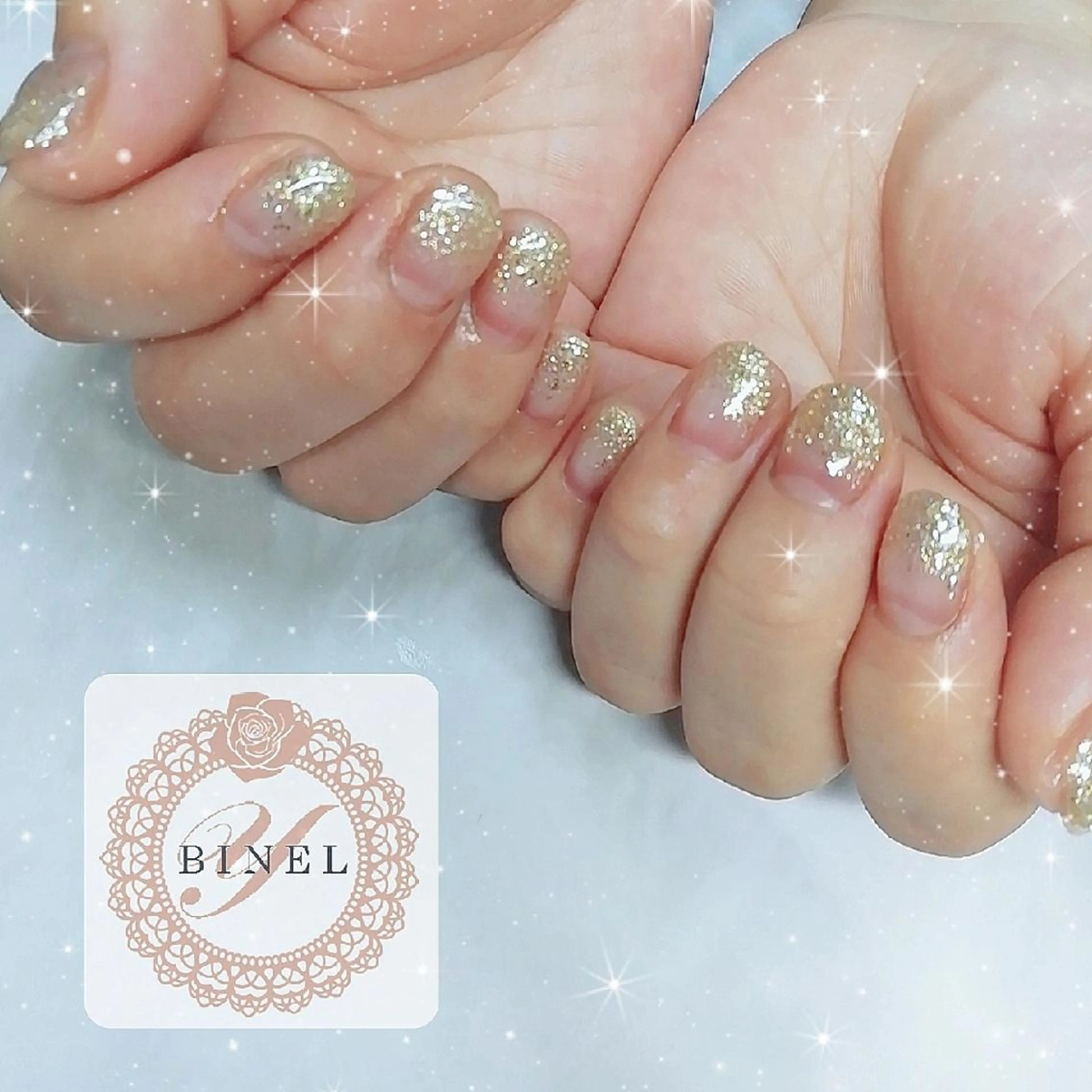 ネイル グラデーション キラキラネイル ラメ(グリッター) ラメグラデーション ハンドネイル Nail Salon Y.BINELのネイルデザイン